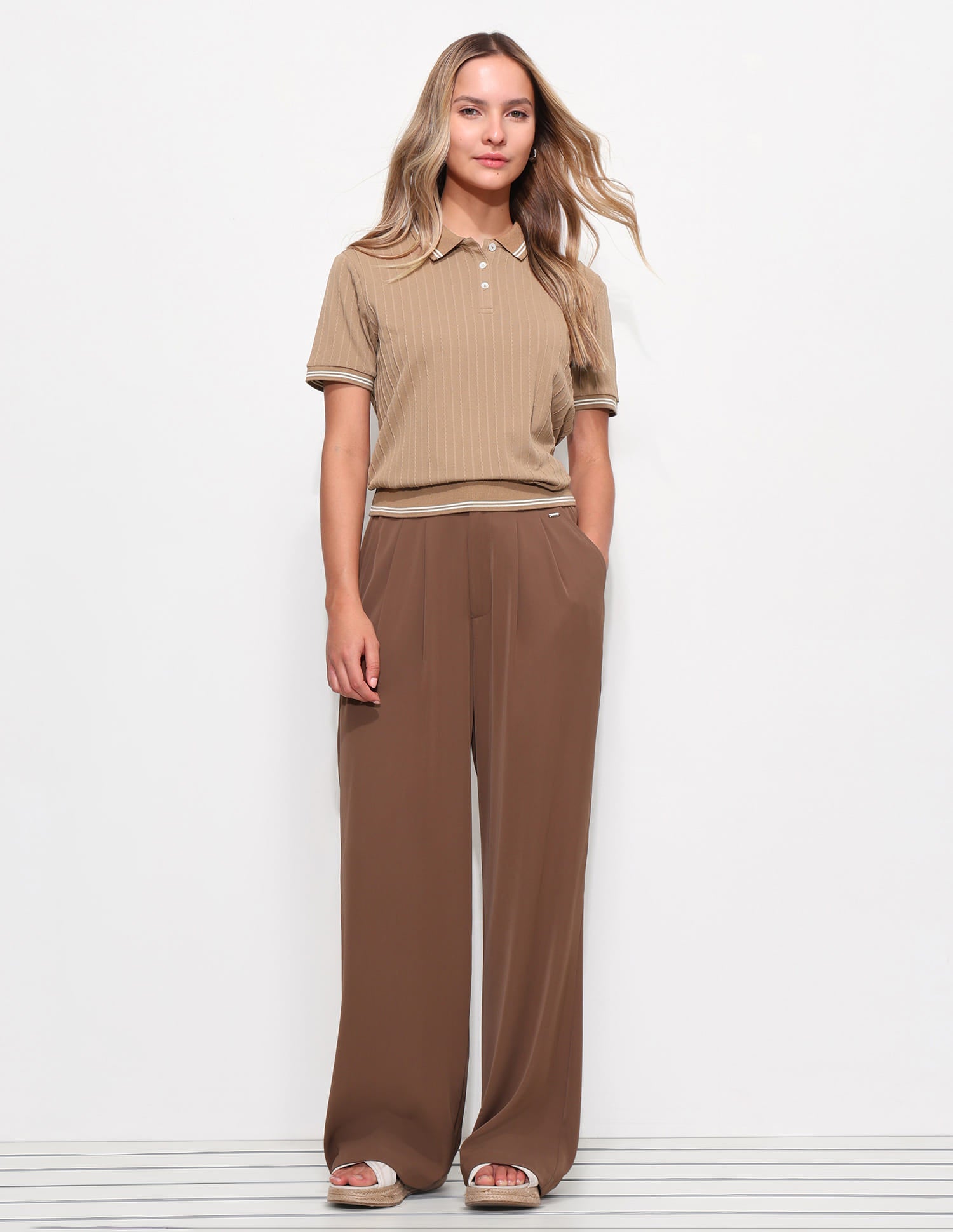 Relaxed Fit Textured Polo Shirt Brown - U.S. Polo Assn. India | Large
