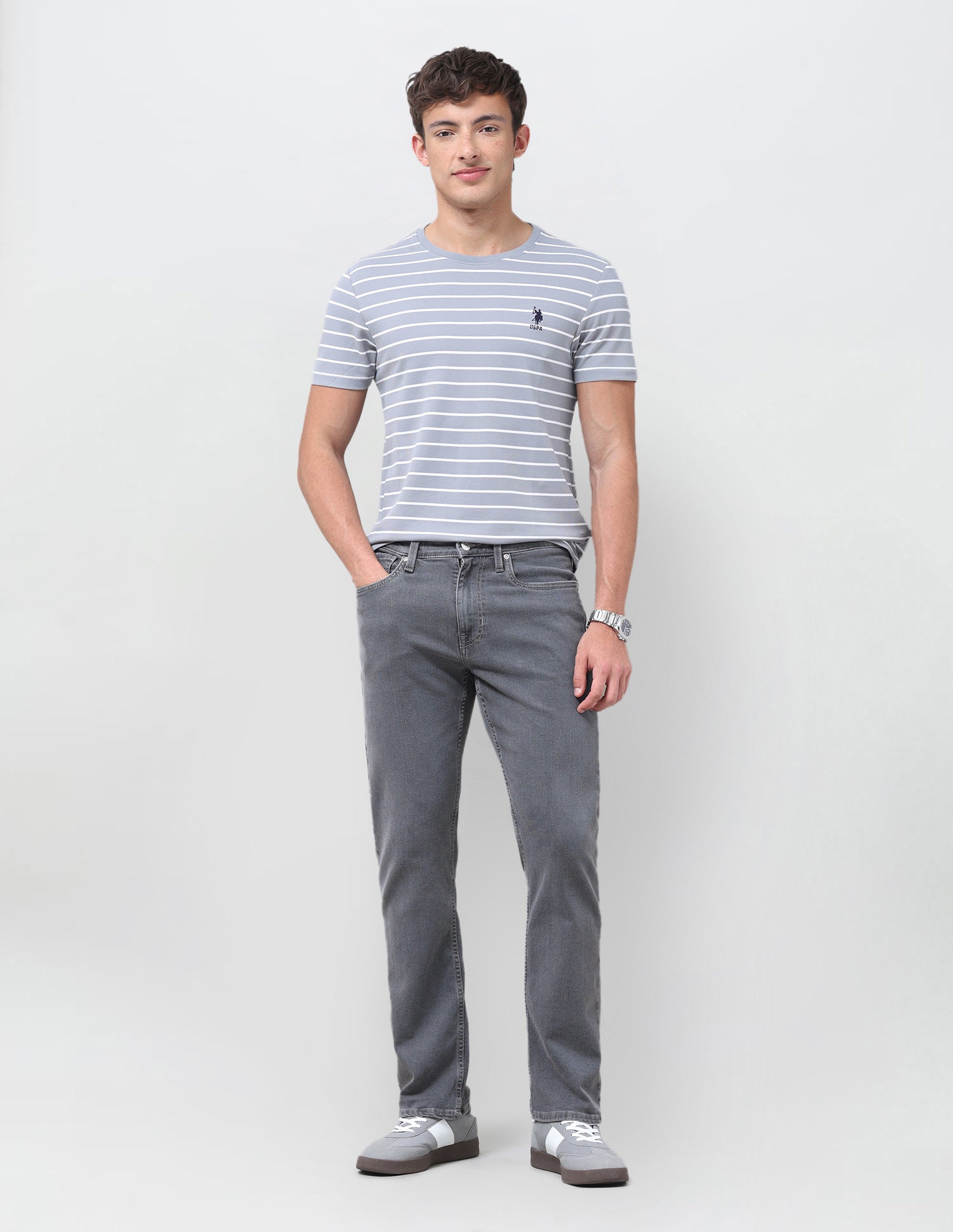 Harold Slim Straight Fit Grey Jeans Grey - U.S. Polo Assn. India | Large