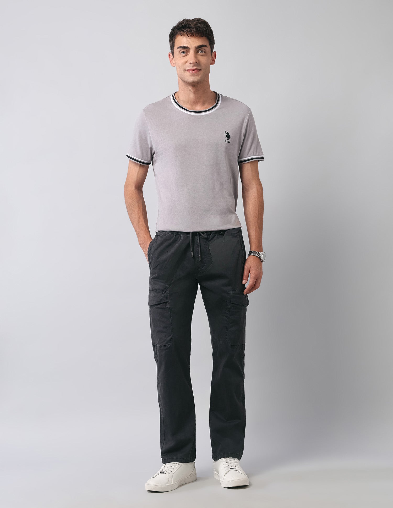 Straight Fit  Twill Cargos Black - U.S. Polo Assn. India | Large