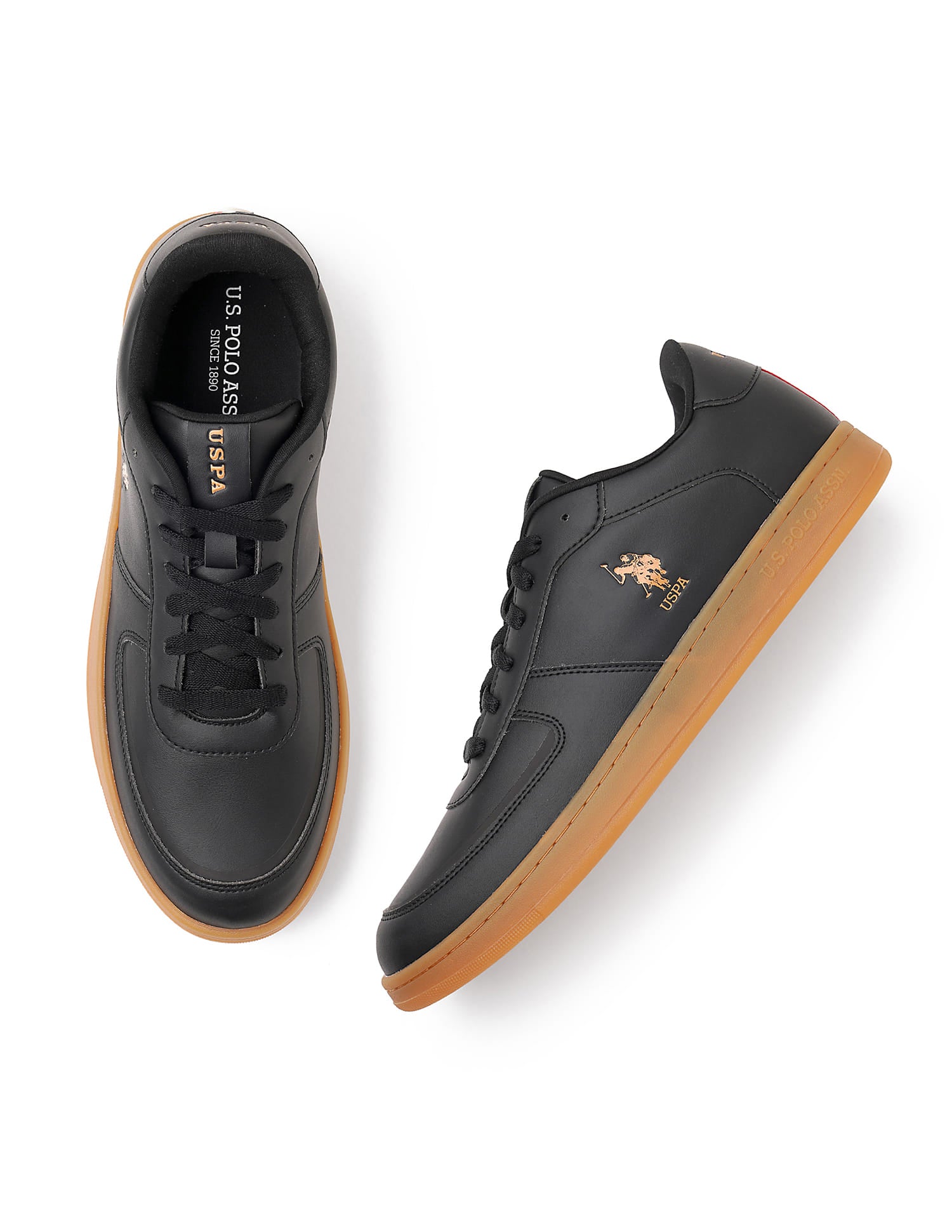 Men Reiner Black Retro Court Sneakers Black - U.S. Polo Assn. India | Large
