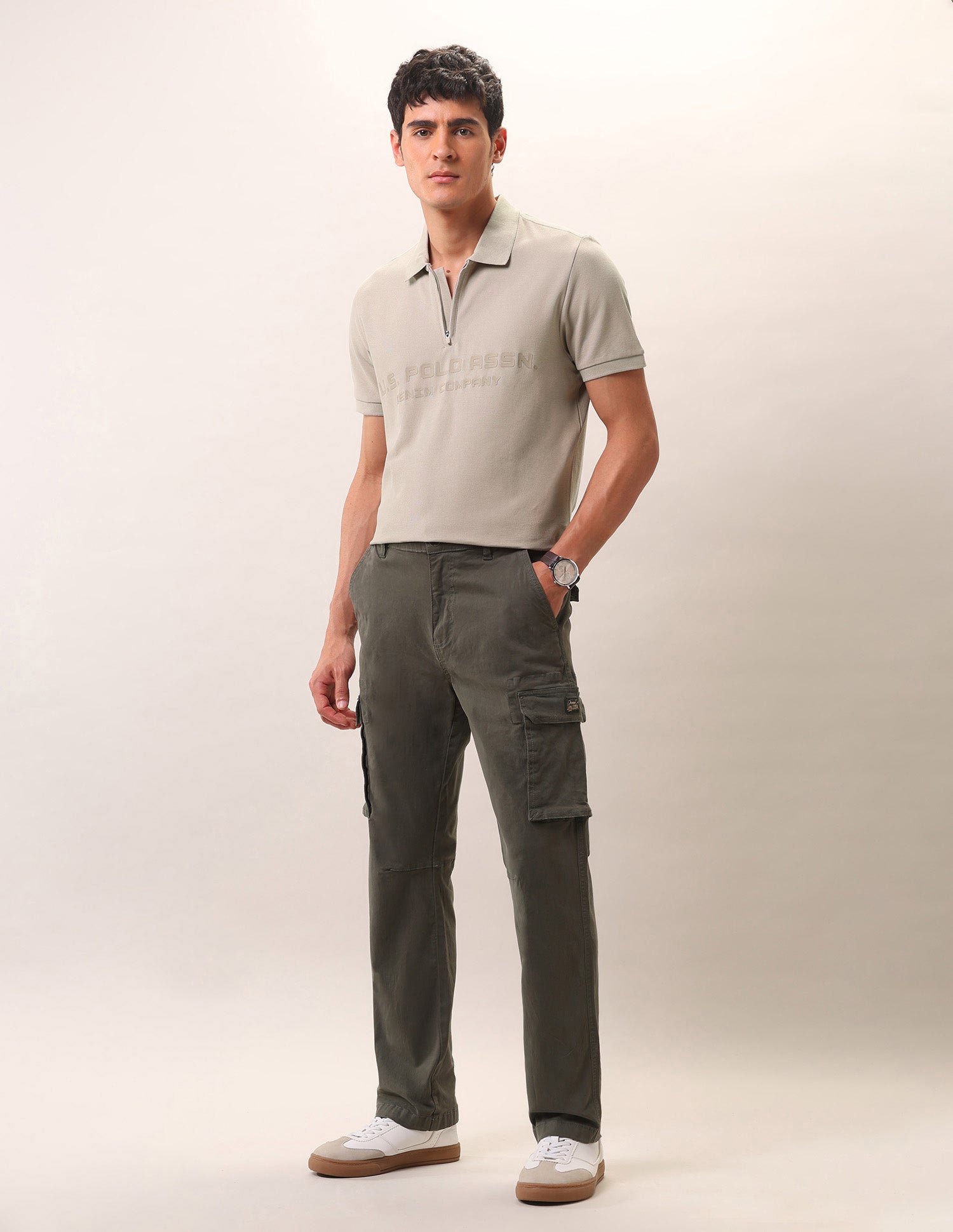 Brand Embossed Pure Cotton Polo Shirt Beige - U.S. POLO ASSN. | Large