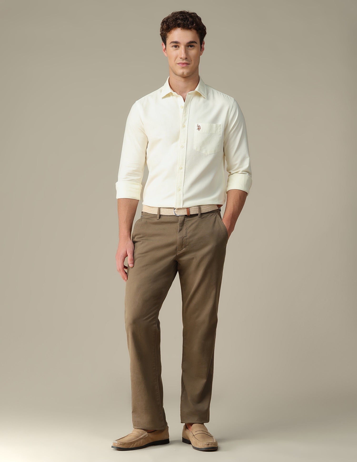 Oxford Tailored Fit Shirt Light Yellow - U.S. Polo Assn. India | Large
