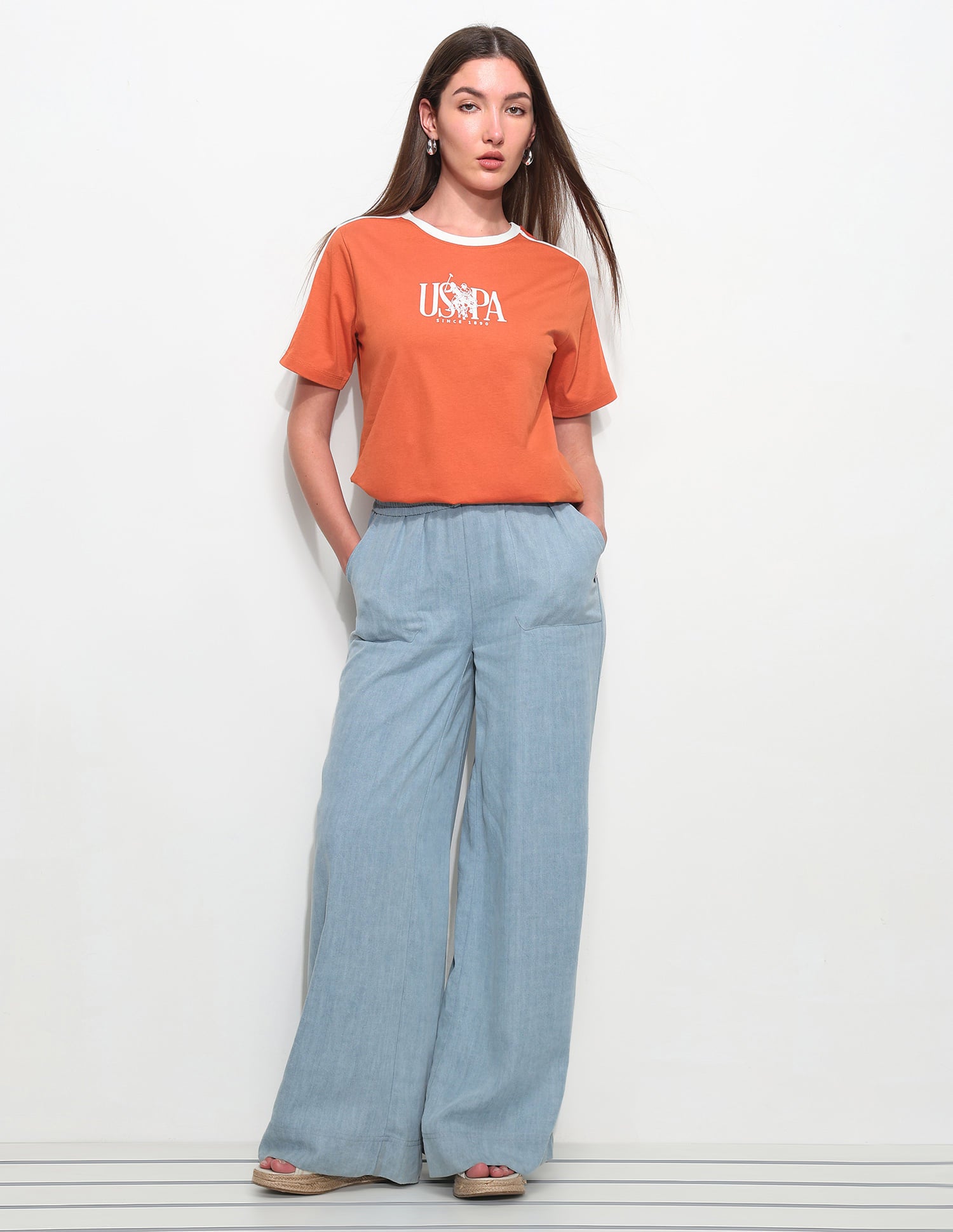 Boxy Fit Brand Printed T-Shirt Dark Orange - U.S. Polo Assn. India | Large