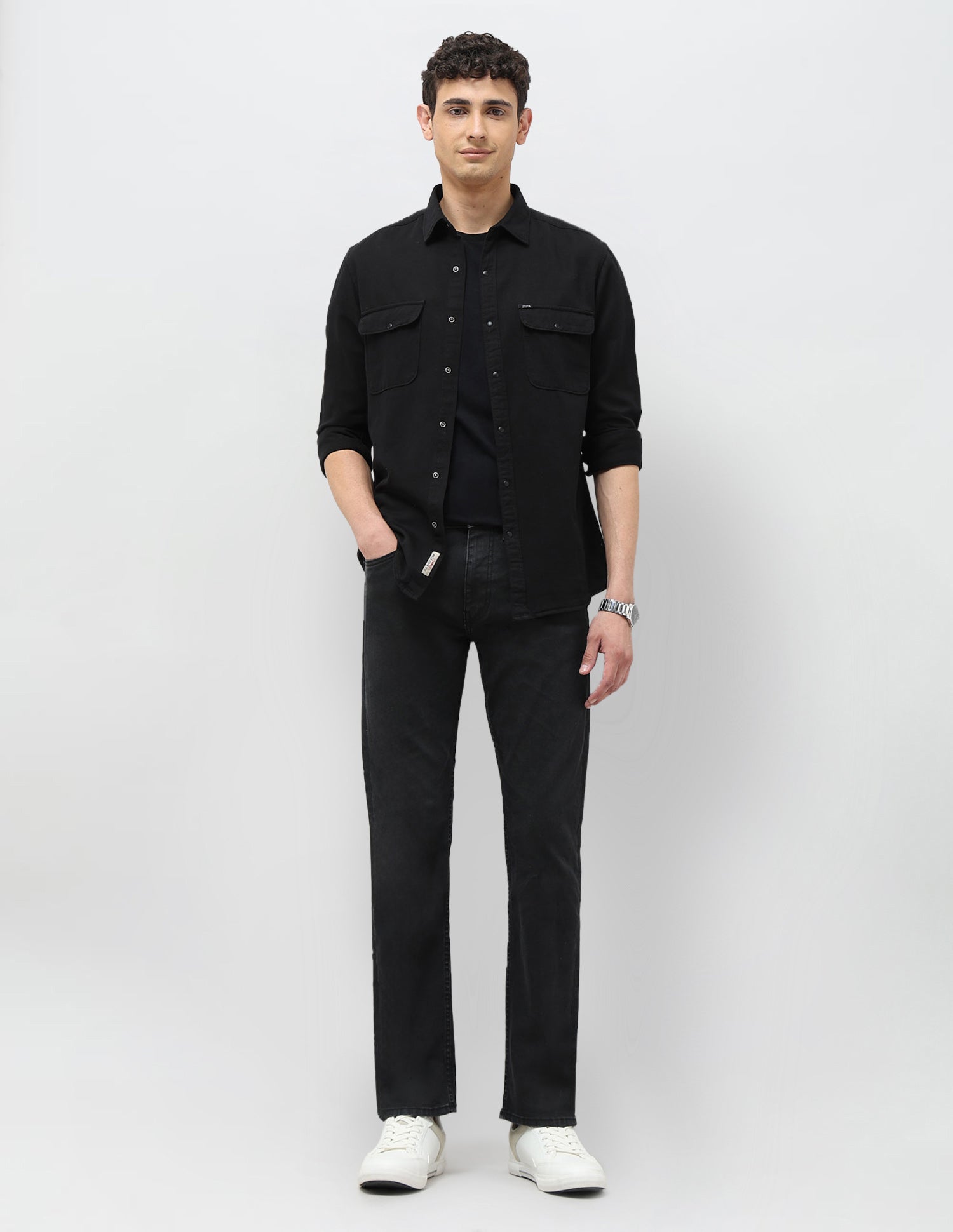 Twill Regular Fit Shirt Black - U.S. POLO ASSN. | Large