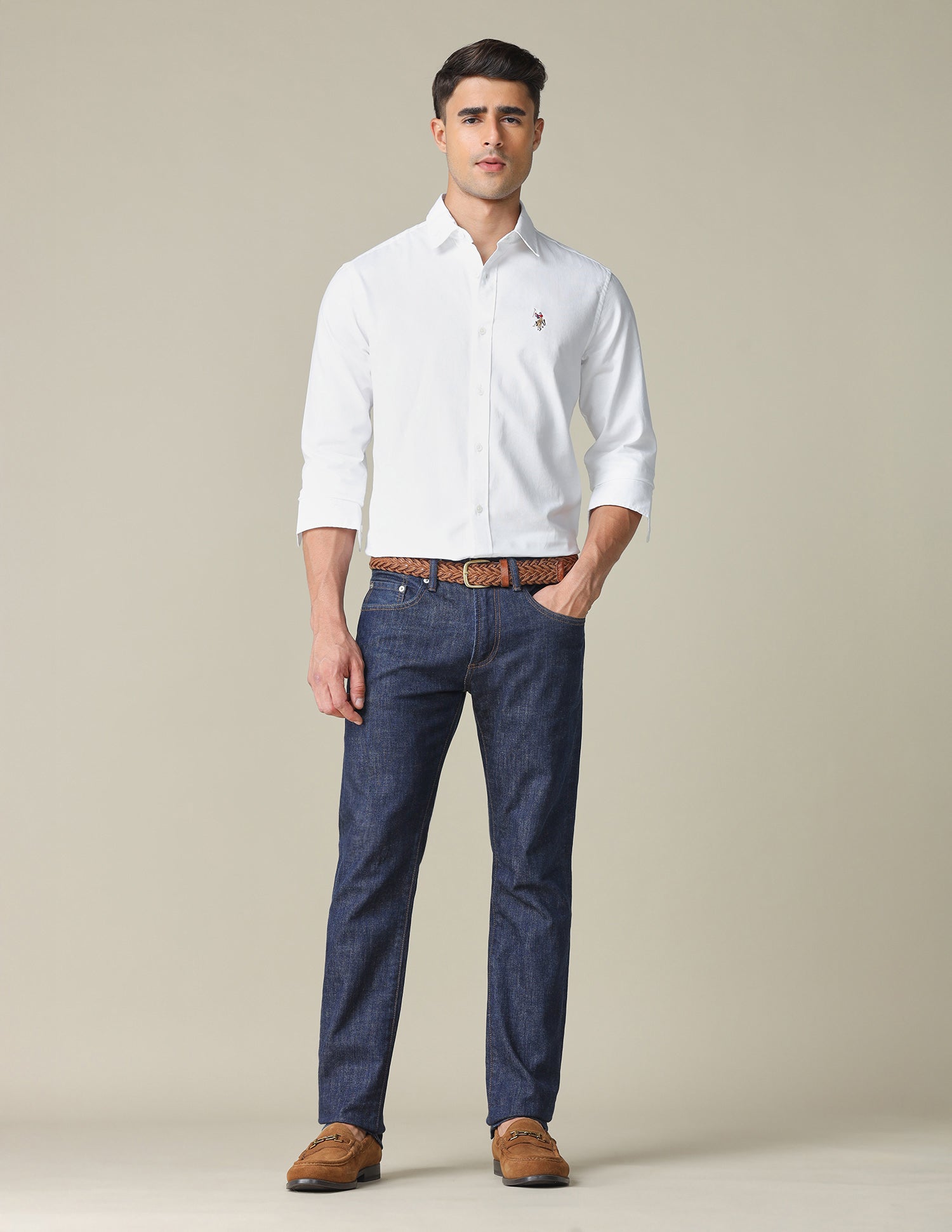 Tailored Fit Textured Shirt White - U.S. POLO ASSN. | Large