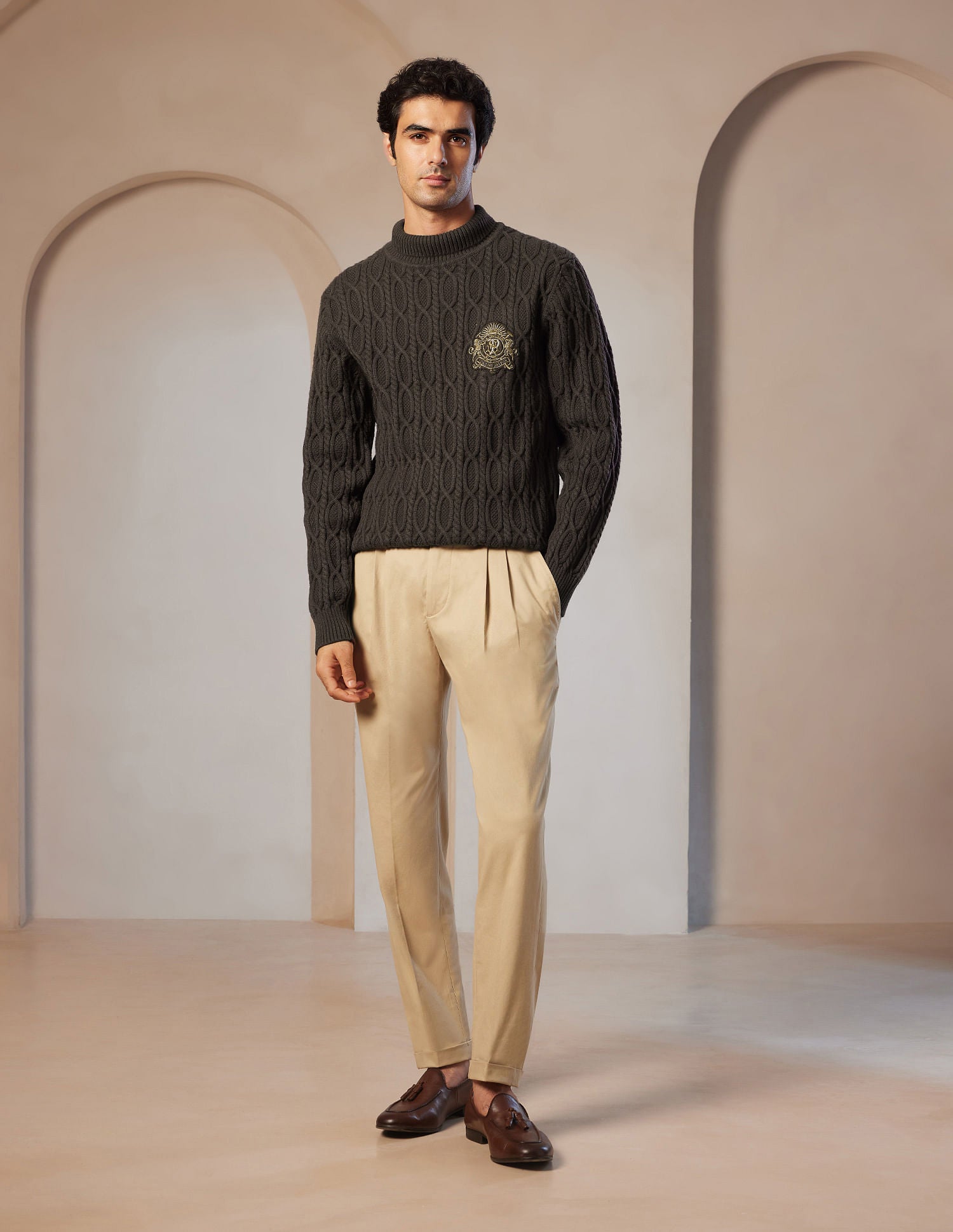 Pacho X Cable Knit Sweater Brown - U.S. POLO ASSN. | Large