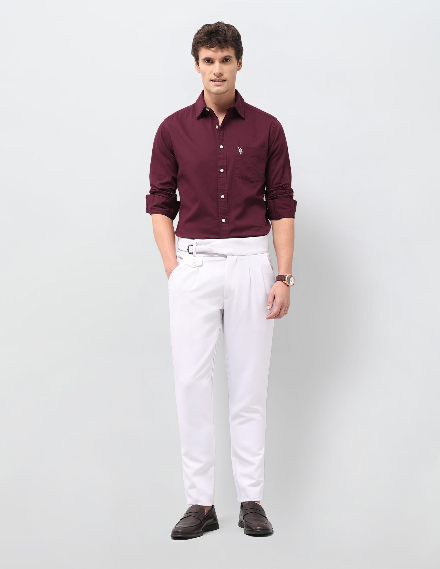Solid Tailored Fit Shirt Red - U.S. Polo Assn. India | Large