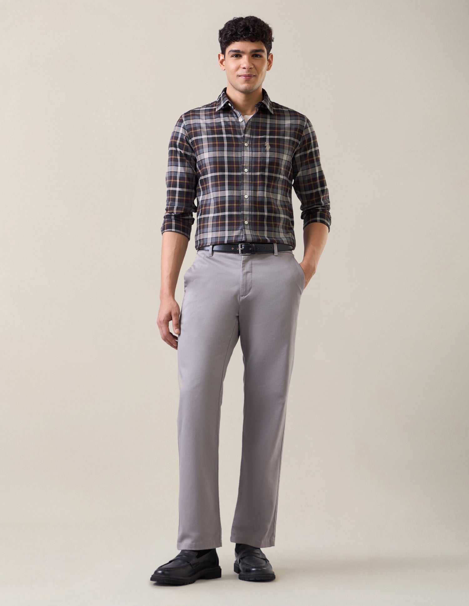 Plaid Checked Tailored Fit Shirt Choco - U.S. Polo Assn. India | Large