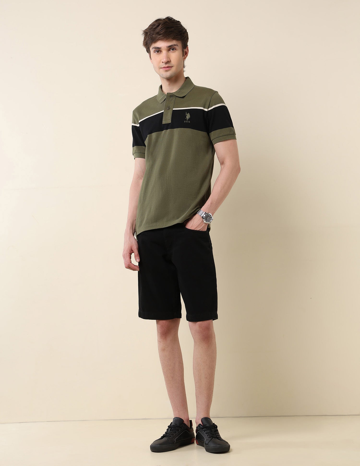 Colourblocked Classic Polo Shirt Olive - U.S. POLO ASSN. | Large