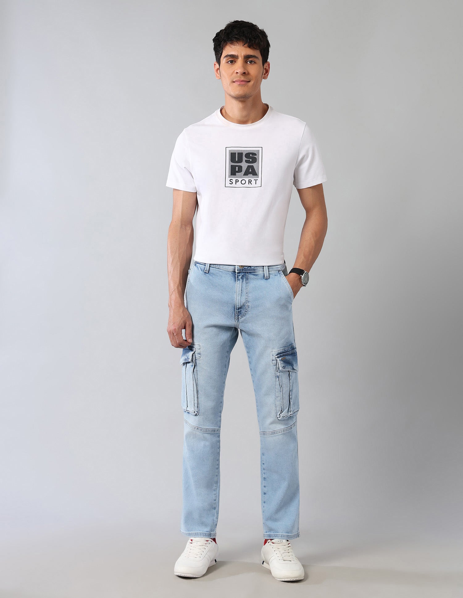 Harold Slim Straight Fit Blue Jeans Light Wash - U.S. Polo Assn. India | Large