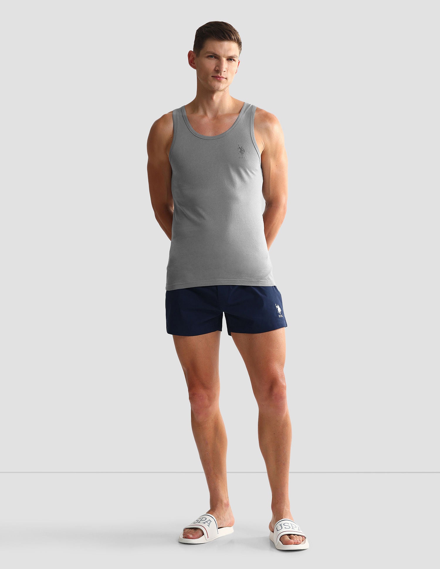 Solid Cotton OEV05 Vest - Pack Of 2 Grey and Navy - U.S. POLO ASSN. | Large