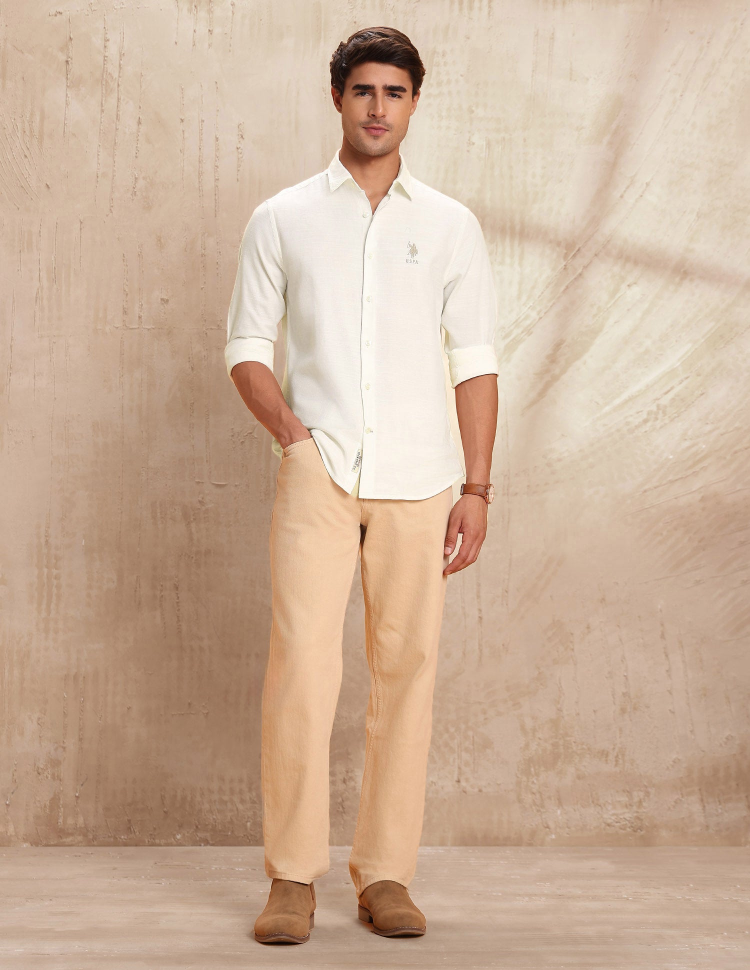 Slim Fit Pure Cotton Shirt White - U.S. POLO ASSN. | Large