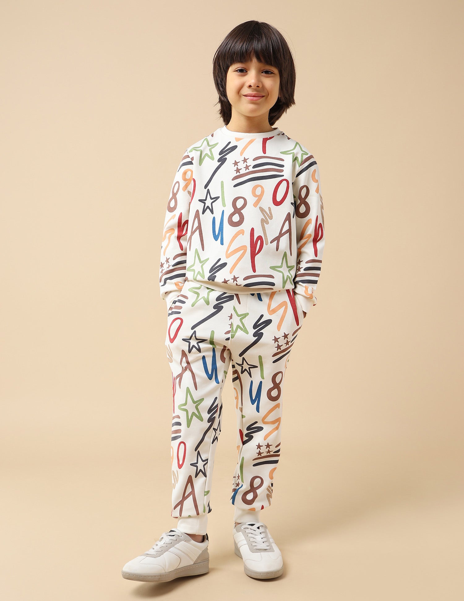 Boys Graphic Printed Regular Fit Sweatshirt Off White - U.S. POLO ASSN. | Large