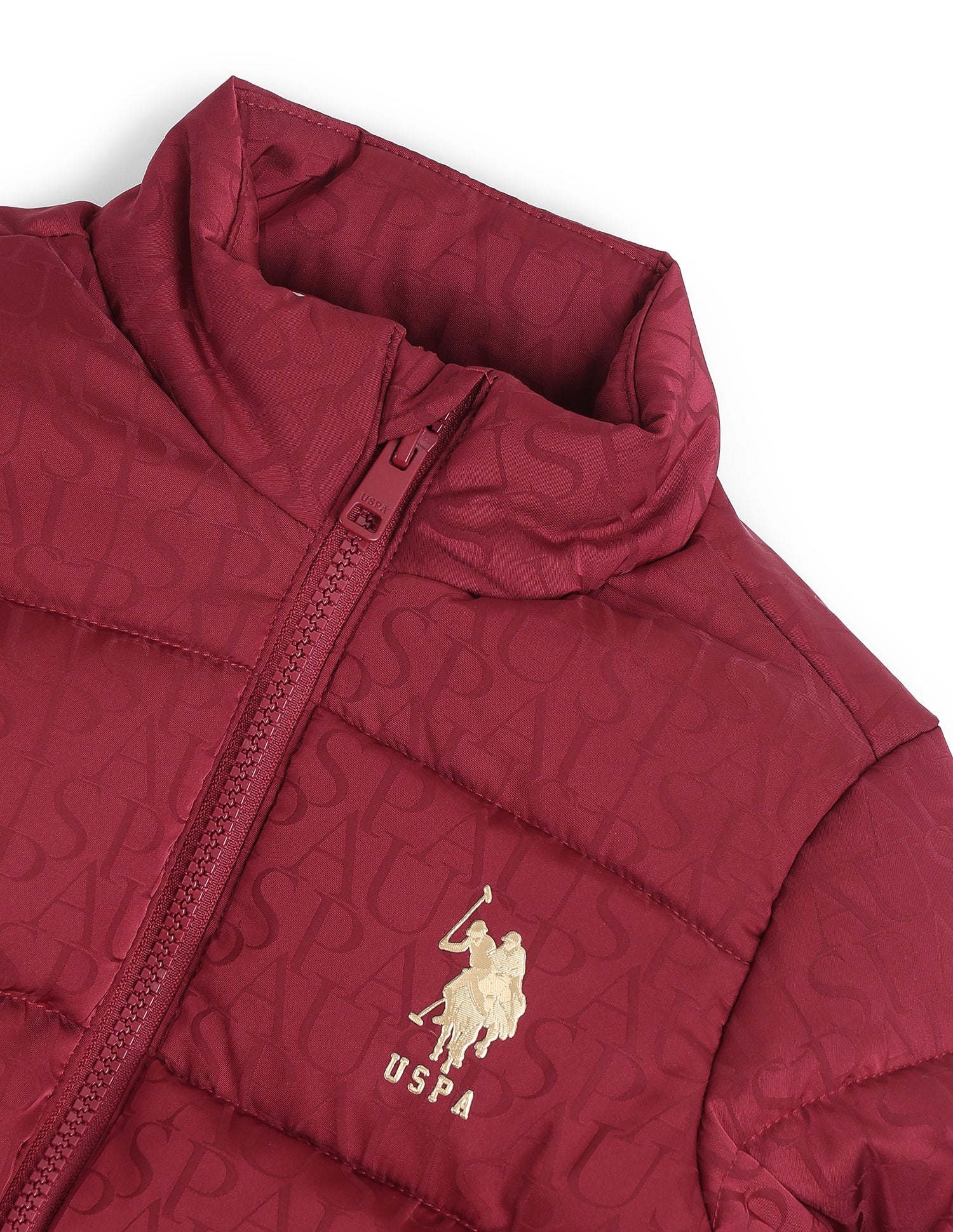 Boys Typographic Printed Mock Collar Jacket Red - U.S. POLO ASSN. | Large