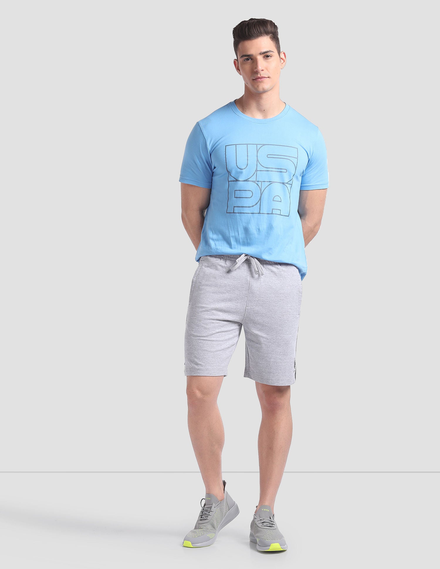 Panelled Cotton OES01 Lounge Shorts - Pack Of 1 Light Grey - U.S. POLO ASSN. | Large