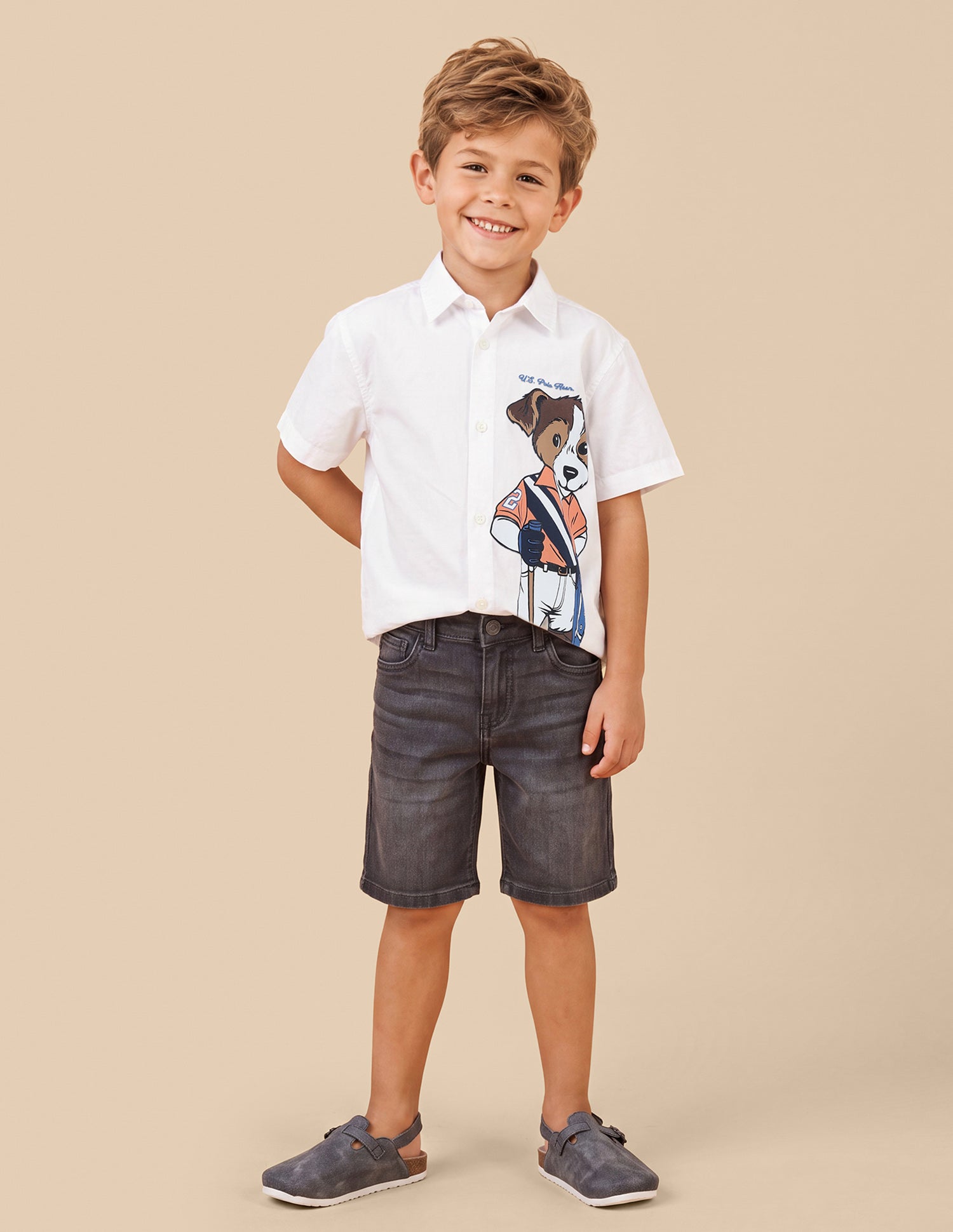 Graphic Printed Boxy Fit Shirt White - U.S. Polo Assn. India | Large