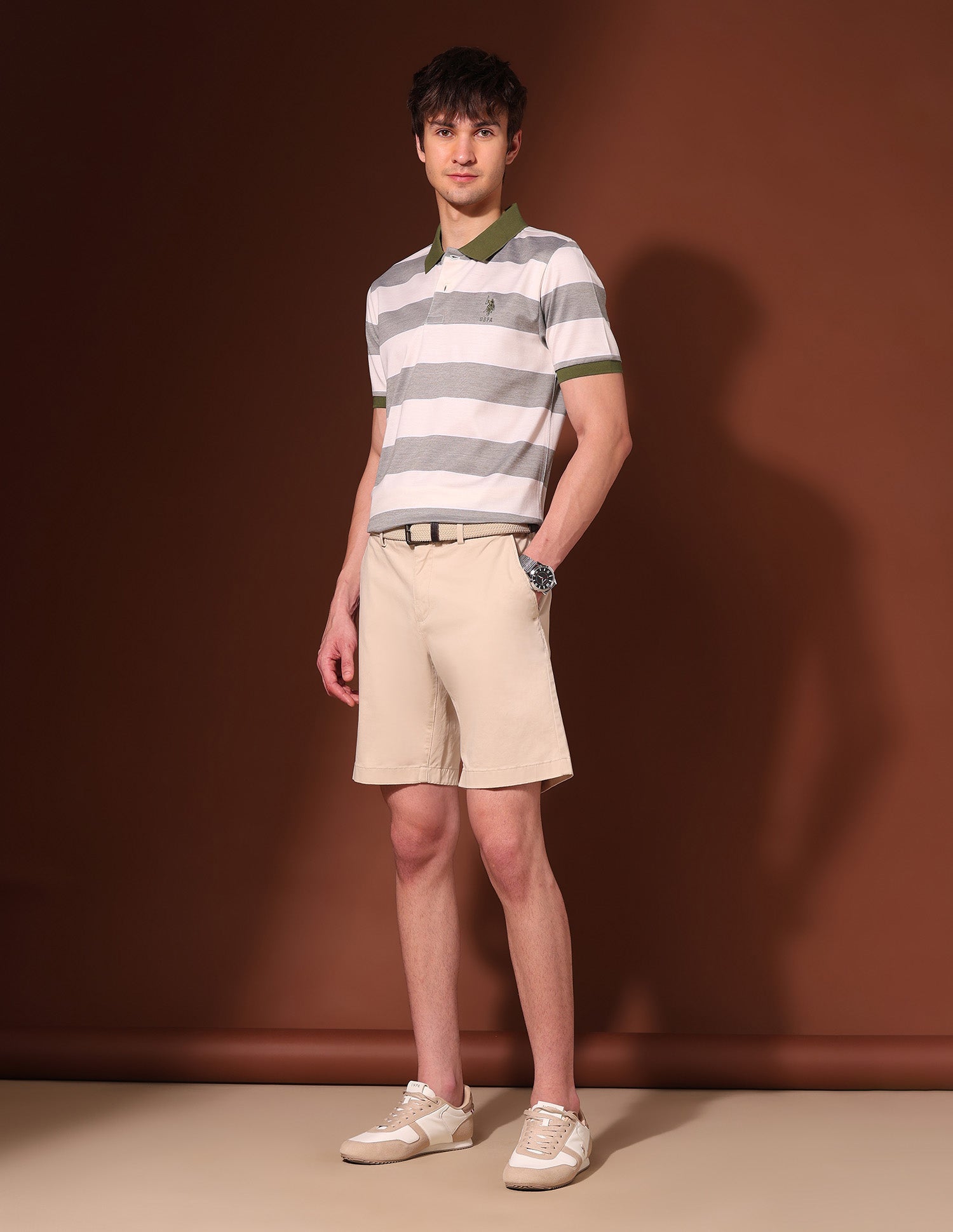 Horizontal Striped Working Holiday Polo Shirt Green - U.S. Polo Assn. India | Large