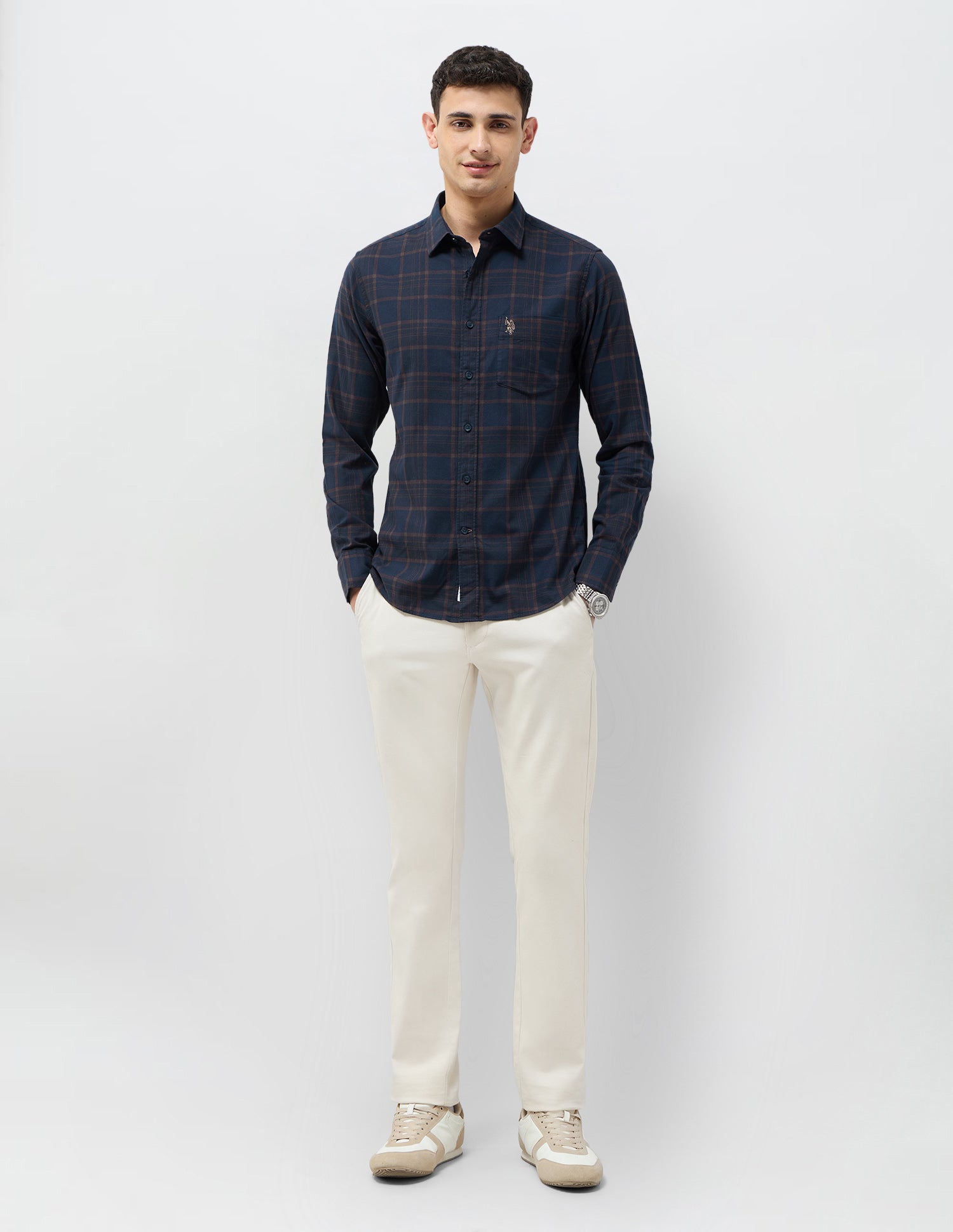 Tailored Fit Tartan Checked Shirt Navy - U.S. POLO ASSN. | Large