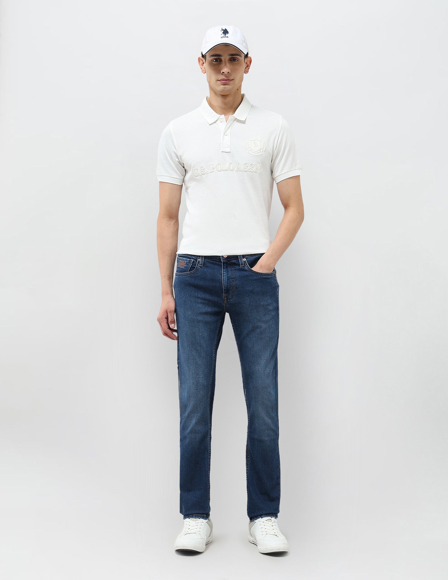 Regallo Skinny Fit Stone Washed Jeans Dark Blue - U.S. Polo Assn. India | Large