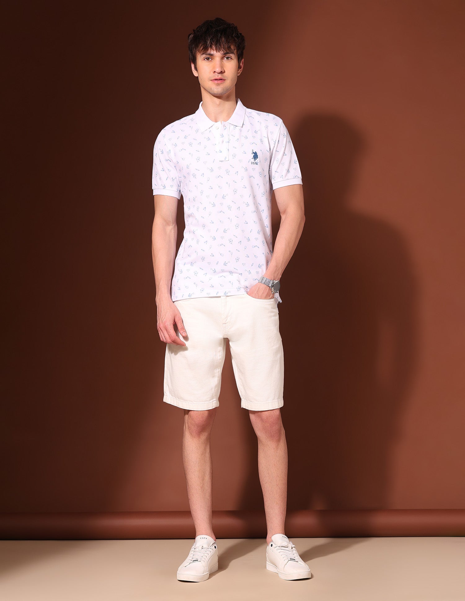 Floral Printed Working Holiday Polo Shirt White - U.S. Polo Assn. India | Large