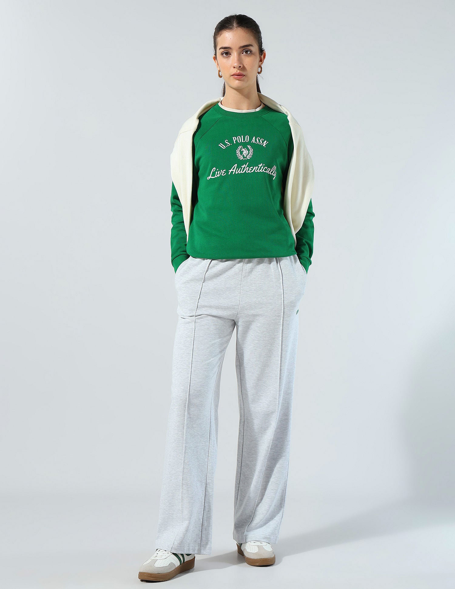 Brand Embroidered Sweatshirt Bright Green - U.S. POLO ASSN. | Large