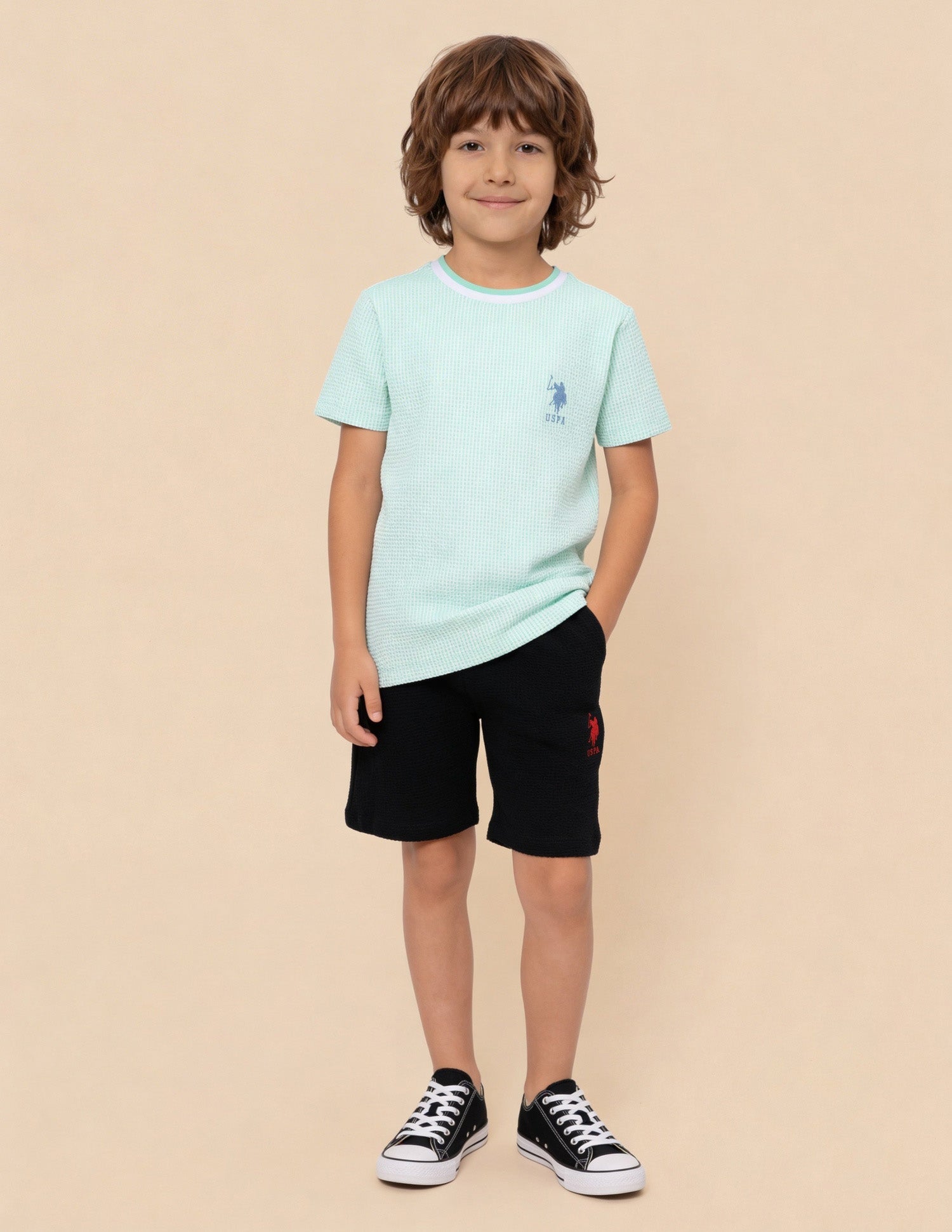 Textured Regular Fit T-Shirt Light Green - U.S. Polo Assn. India | Large