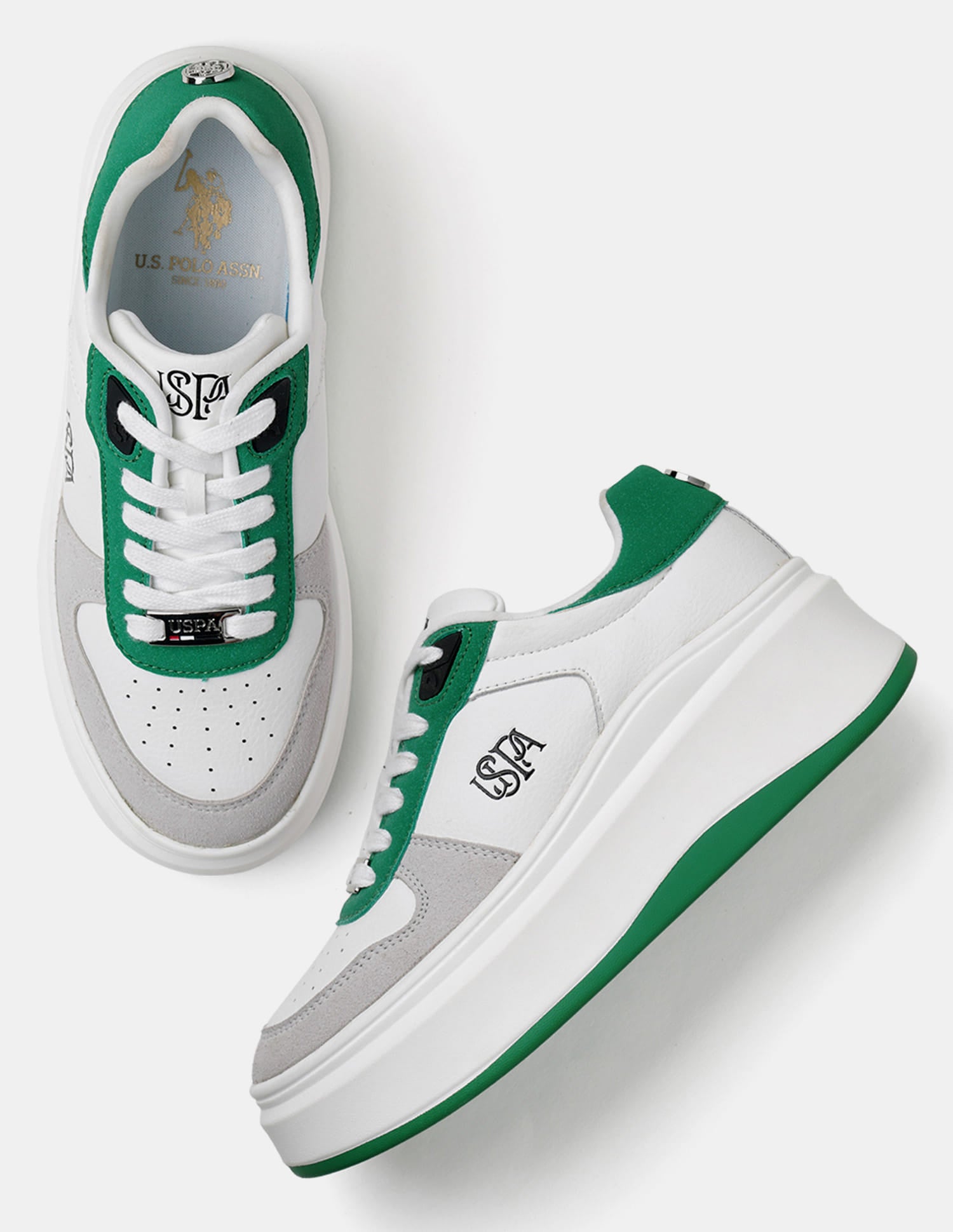 Women Ariella Low Top Sneakers Green - U.S. Polo Assn. India | Large
