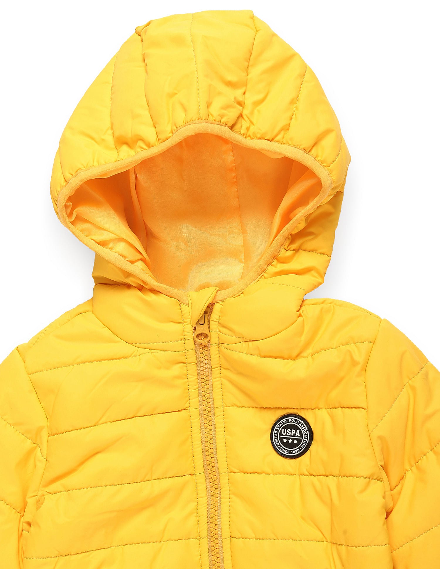 Boys Solid Hooded Puffer Jacket Yellow - U.S. POLO ASSN. | Large