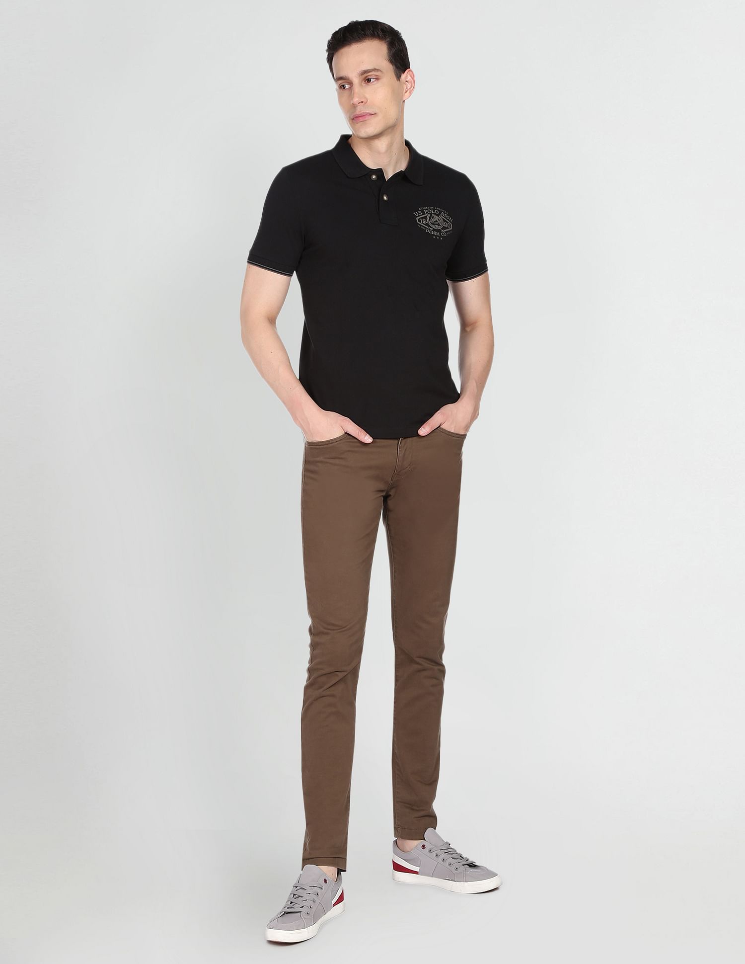 Logo Print Cotton Pique Polo Shirt Black - U.S. POLO ASSN. | Large