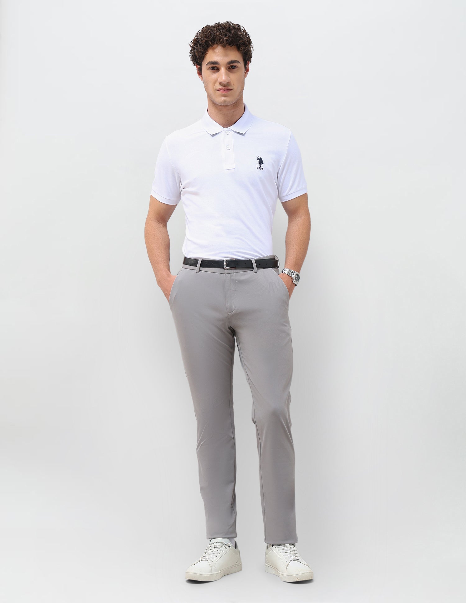 Knitted Denver Slim Fit Trousers Grey - U.S. Polo Assn. India | Large