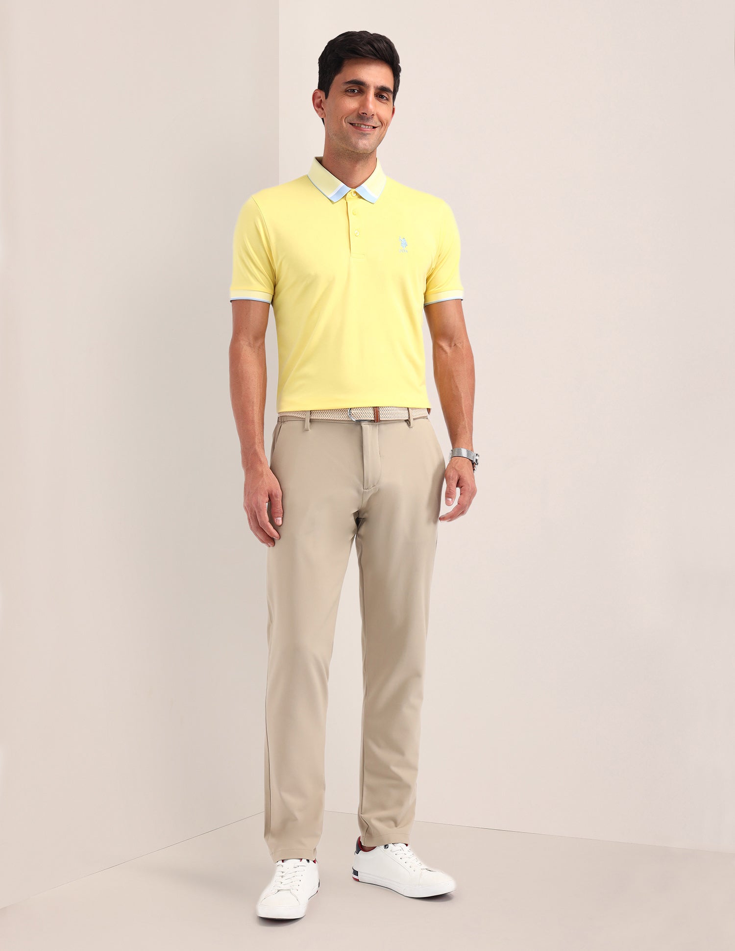 Solid Slim Fit Polo Shirt Yellow - U.S. Polo Assn. India | Large