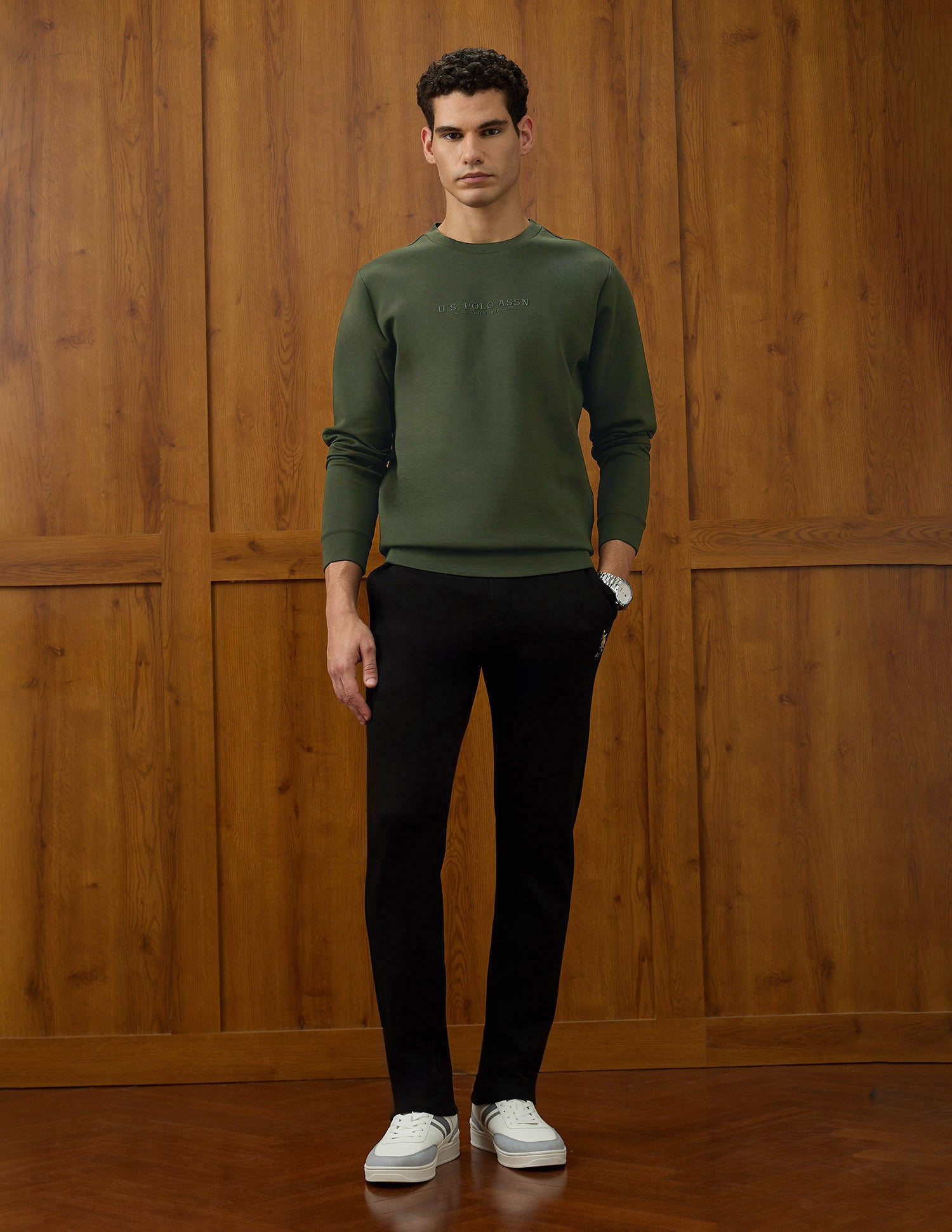 Regular Fit Varsity Theatre Sweatshirt Olive - U.S. POLO ASSN. | Large