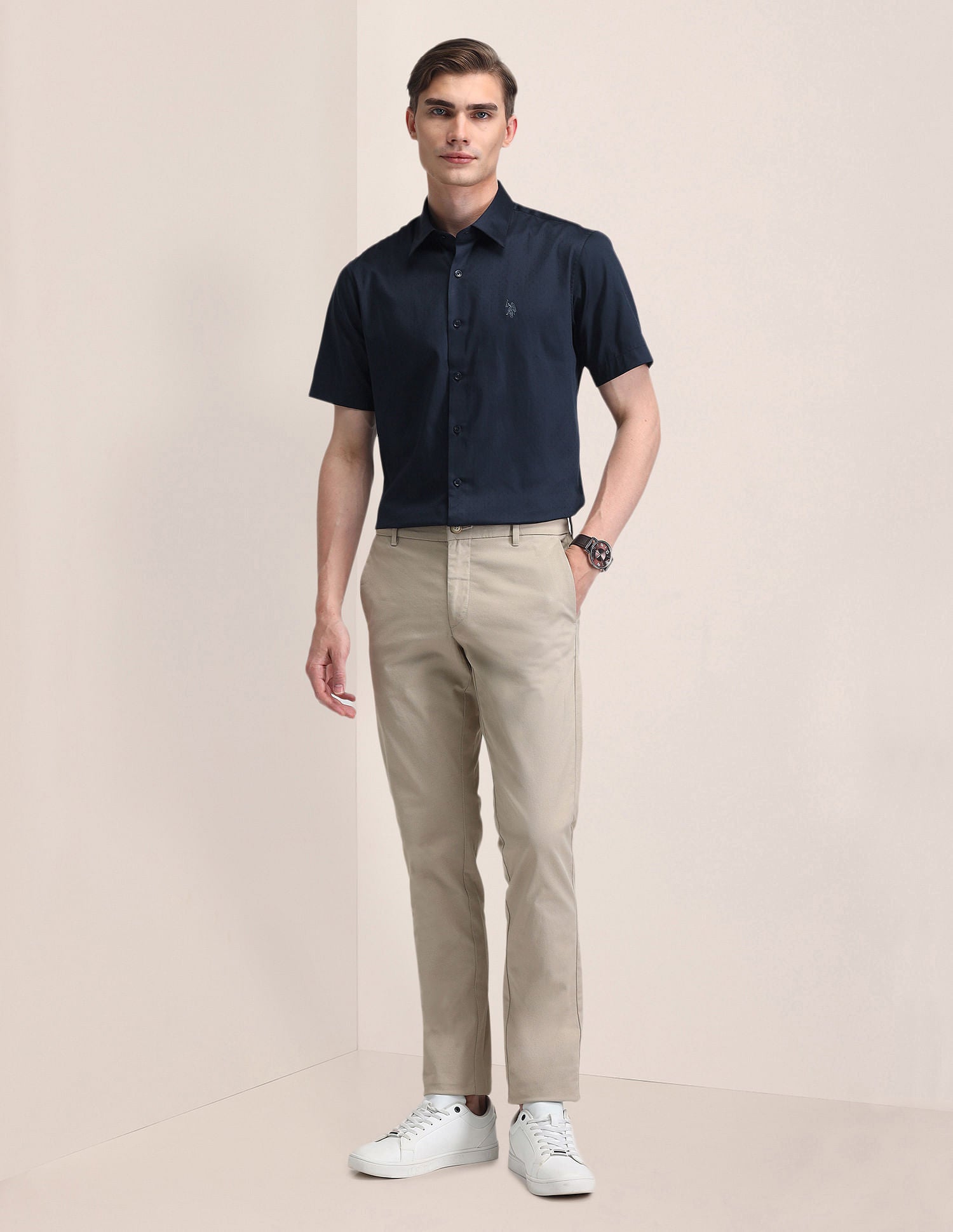 Tailored Fit Satin Shirt NAVY BLUE - U.S. POLO ASSN. | Large