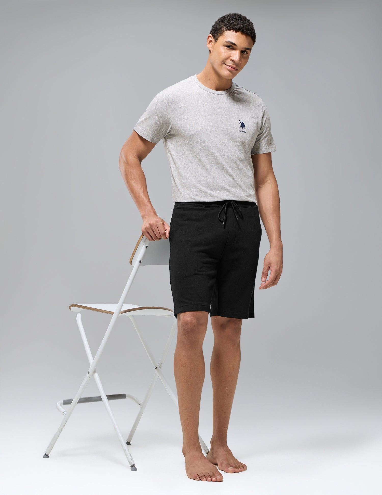 Cotton Rich OES13 Terry Lounge Shorts Black - U.S. Polo Assn. India | Large