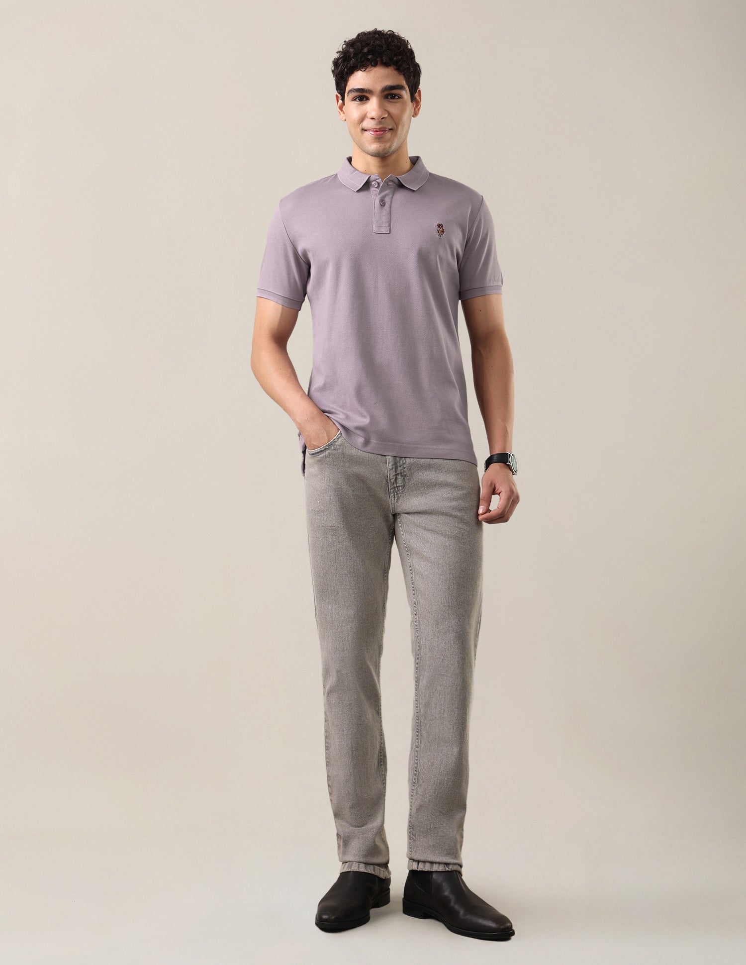 Solid Slim Fit Polo Shirt Purple - U.S. Polo Assn. India | Large