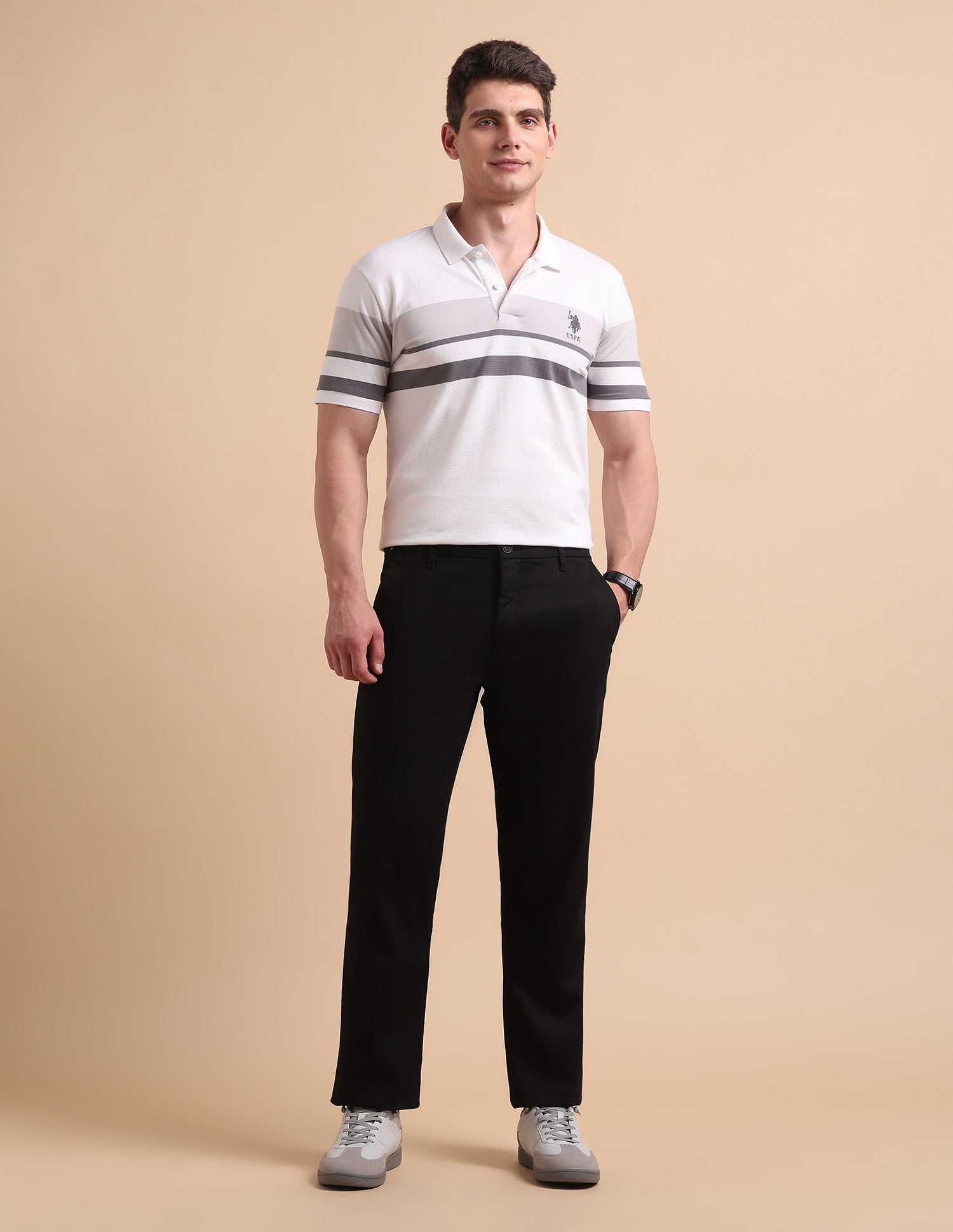 Satin Slim Fit Trousers Black - U.S. POLO ASSN. | Large