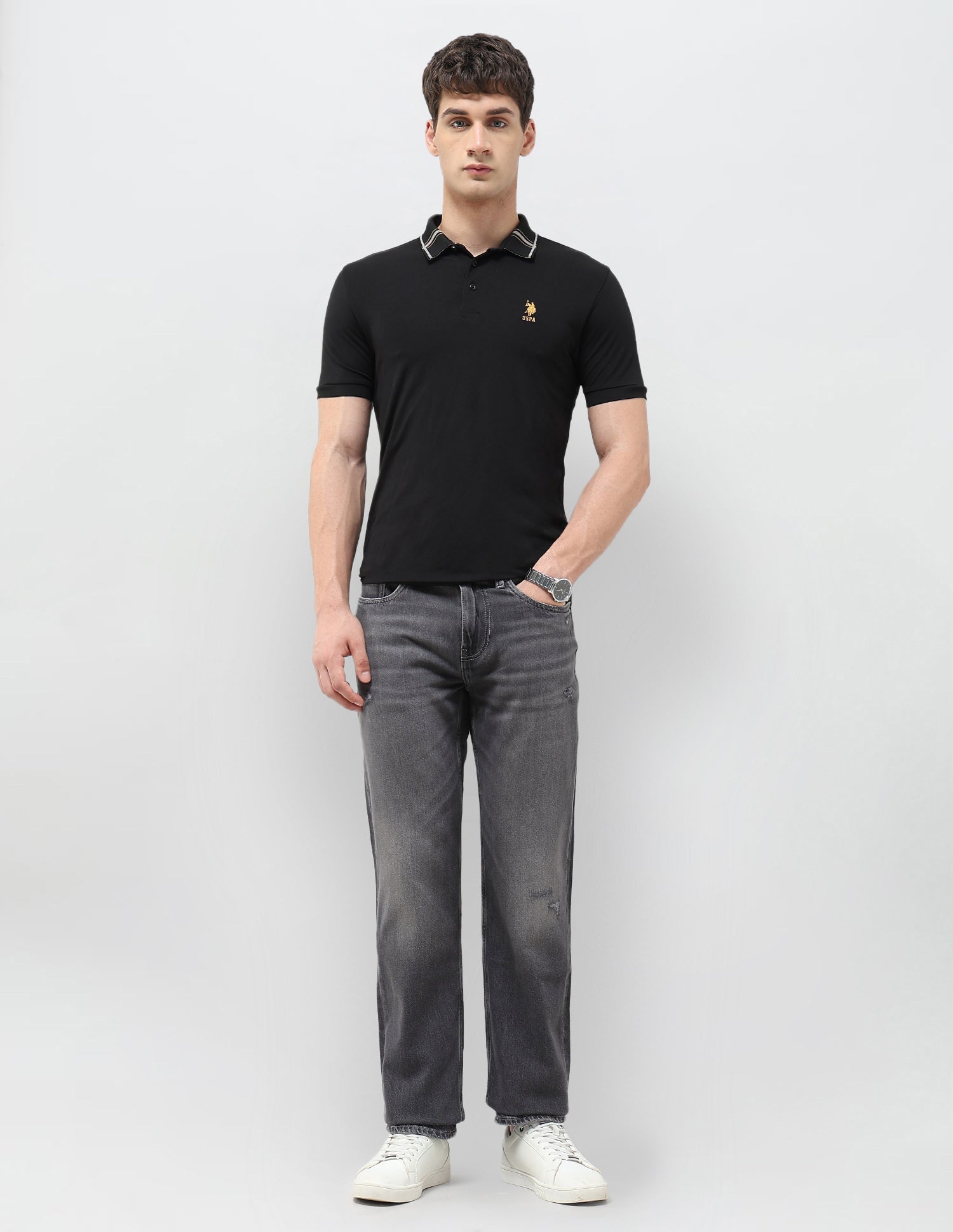 Shawn Relaxed Fit Grey Jeans Dark Grey - U.S. POLO ASSN. | Large