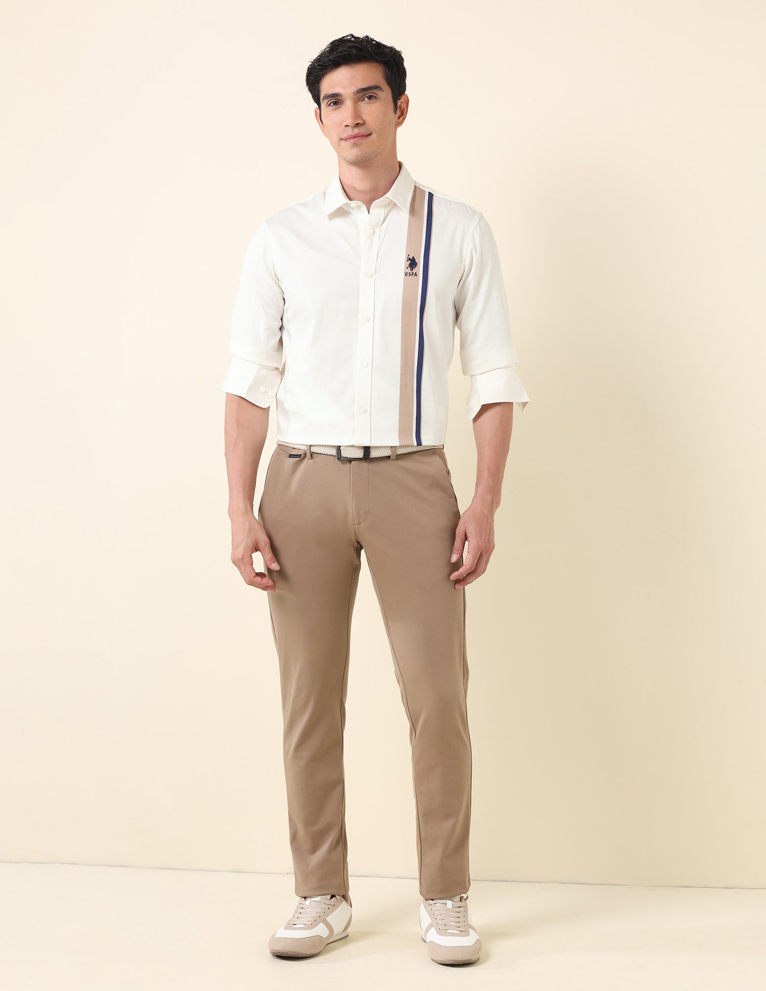Vertical Striped Regular Shirt White - U.S. Polo Assn. India | Large