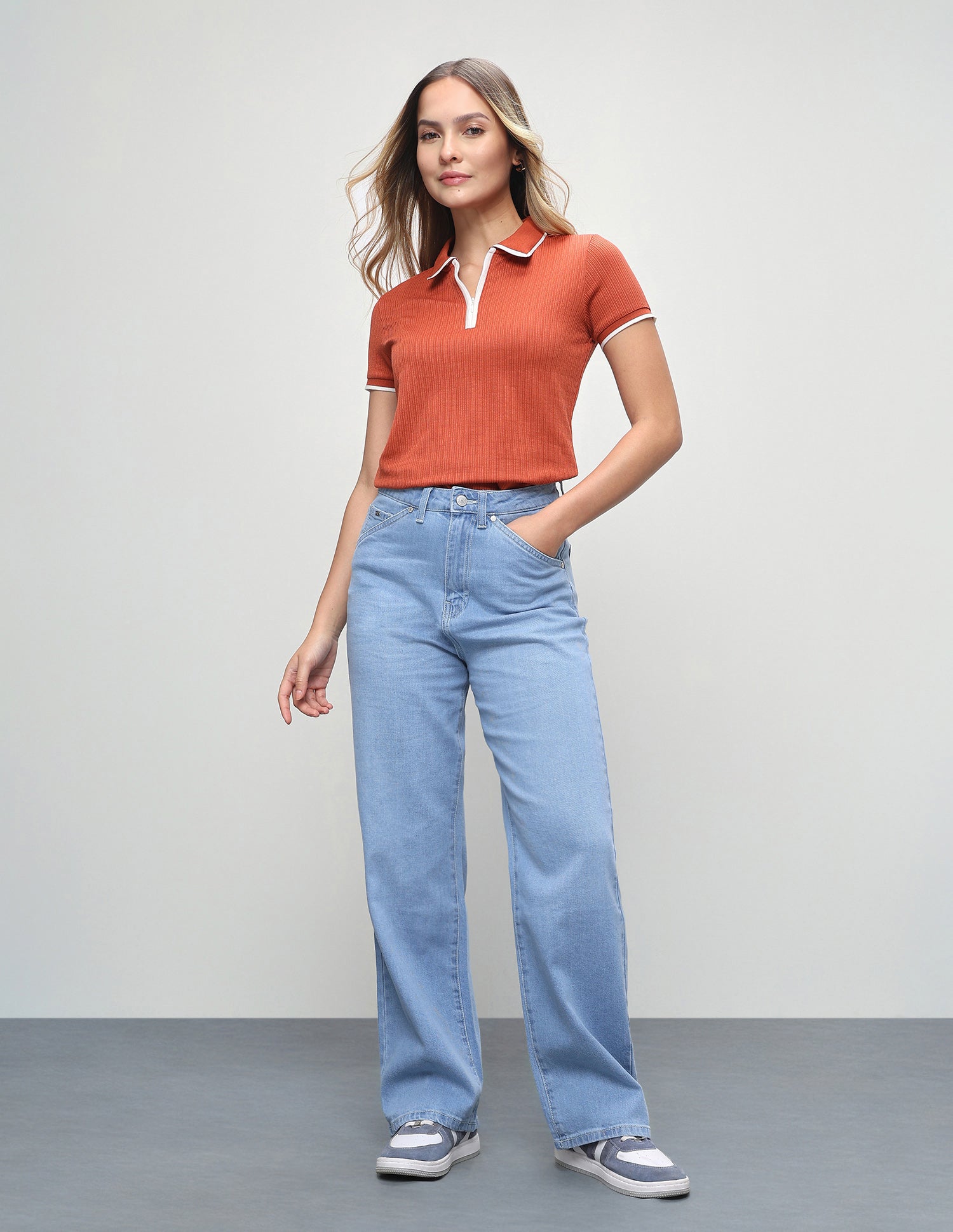 High Rise Straight Fit Jeans Light Blue - U.S. Polo Assn. India | Large