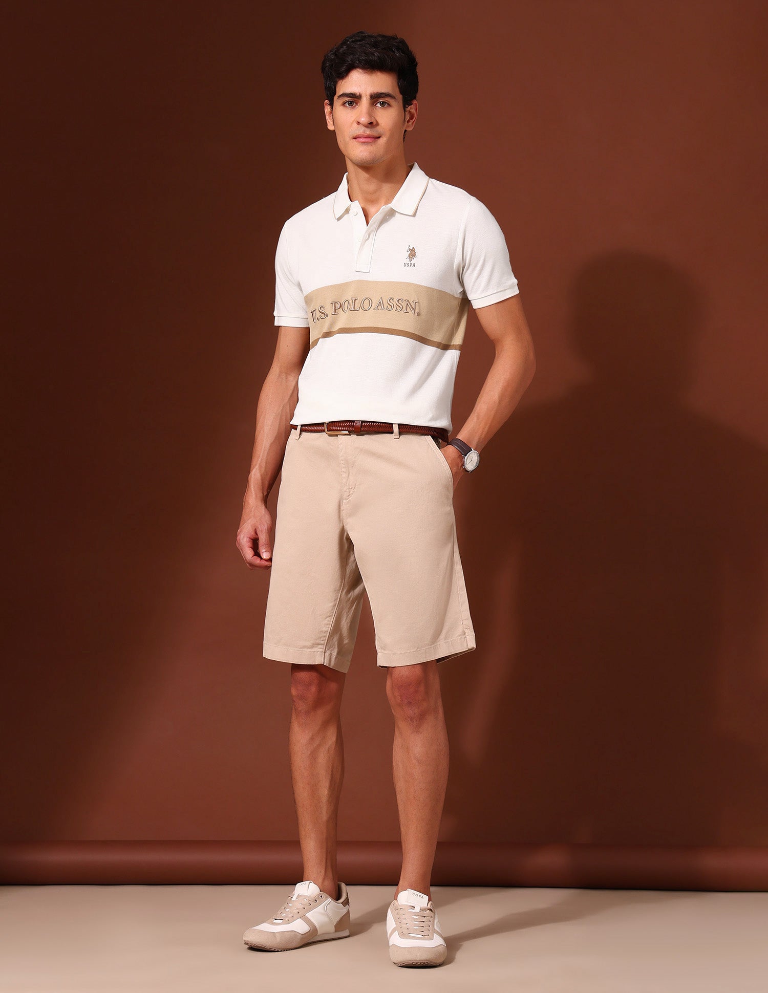 Brand Embroidered Pure Cotton Varsity Polo Shirt Off White - U.S. Polo Assn. India | Large