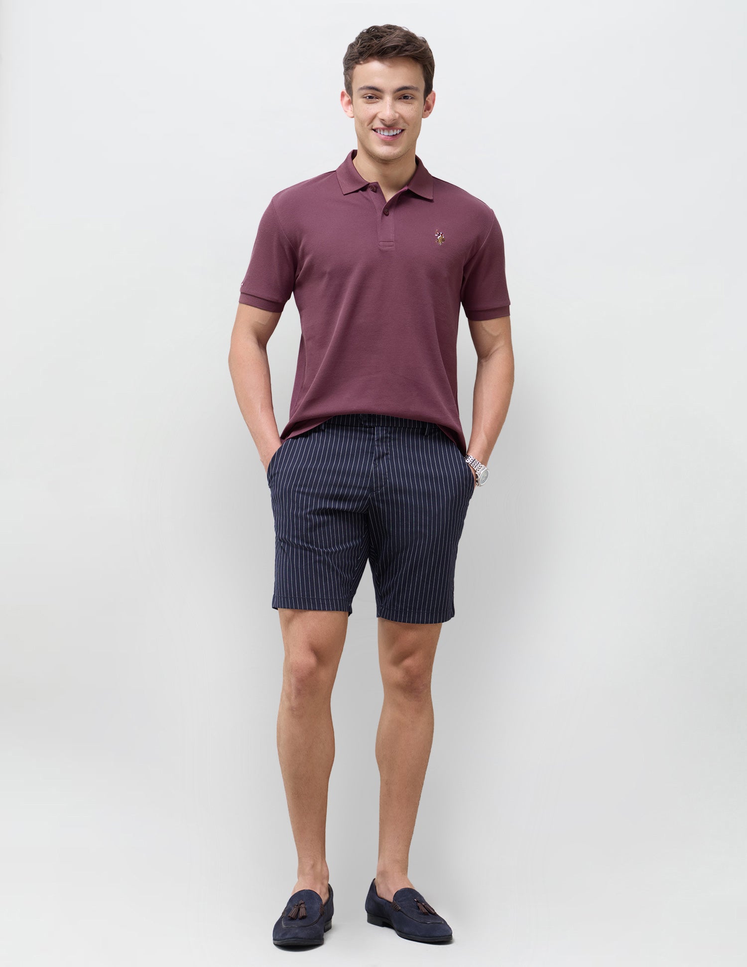 Solid Slim Fit Polo Shirt Dark Pink - U.S. Polo Assn. India | Large