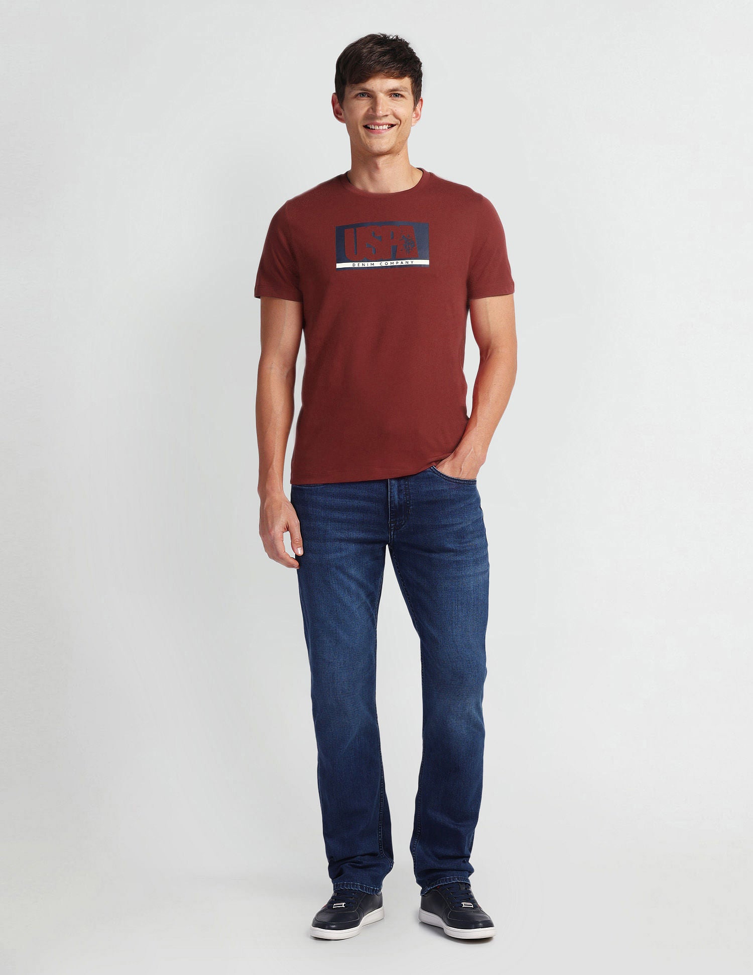 Brand Print Crew Neck T-Shirt Red - U.S. Polo Assn. India | Large