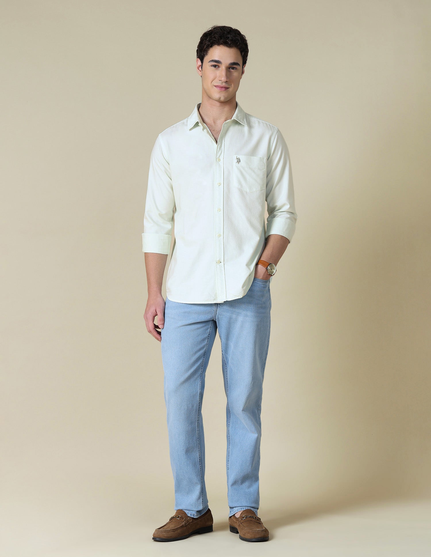 Solid Oxford Shirt Light Green - U.S. Polo Assn. India | Large