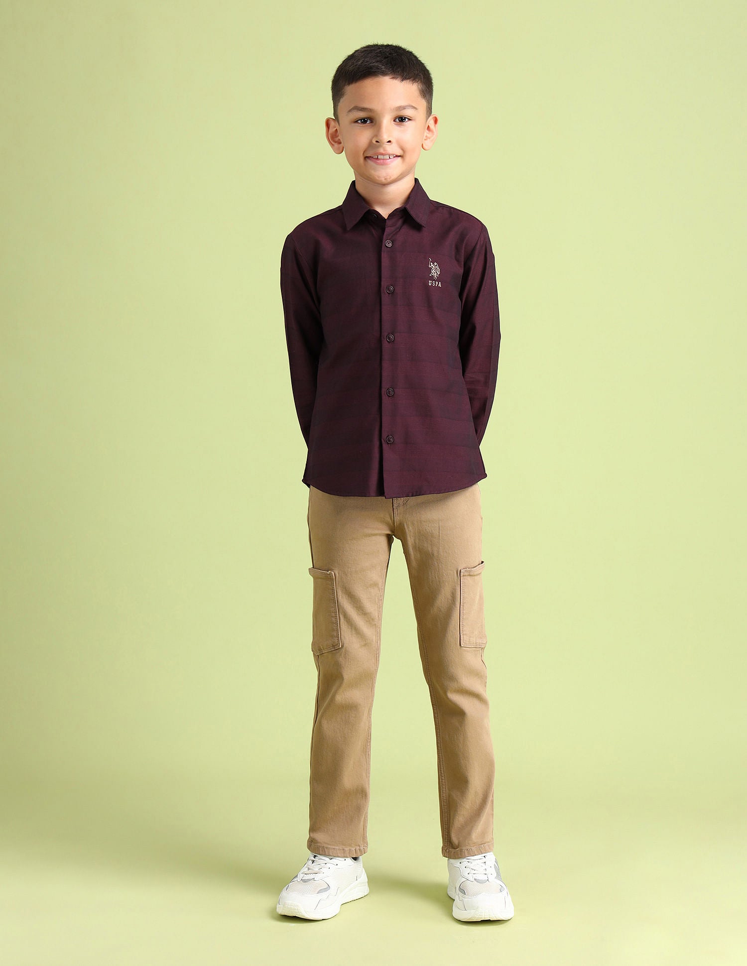 Regular Fit Dobby Shirt Maroon - U.S. Polo Assn. India | Large