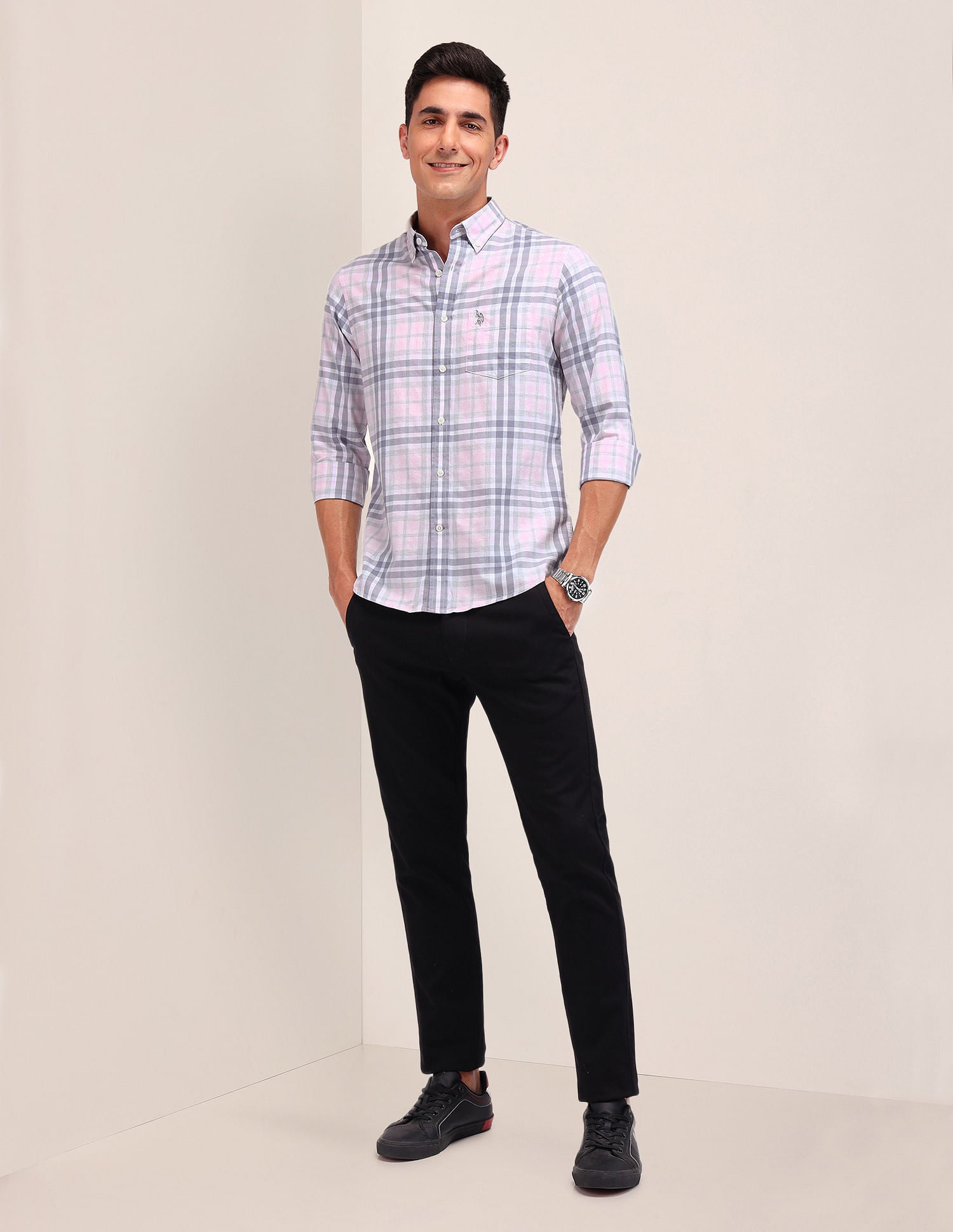 Tailored Fit Button Down Shirt Pink - U.S. Polo Assn. India | Large