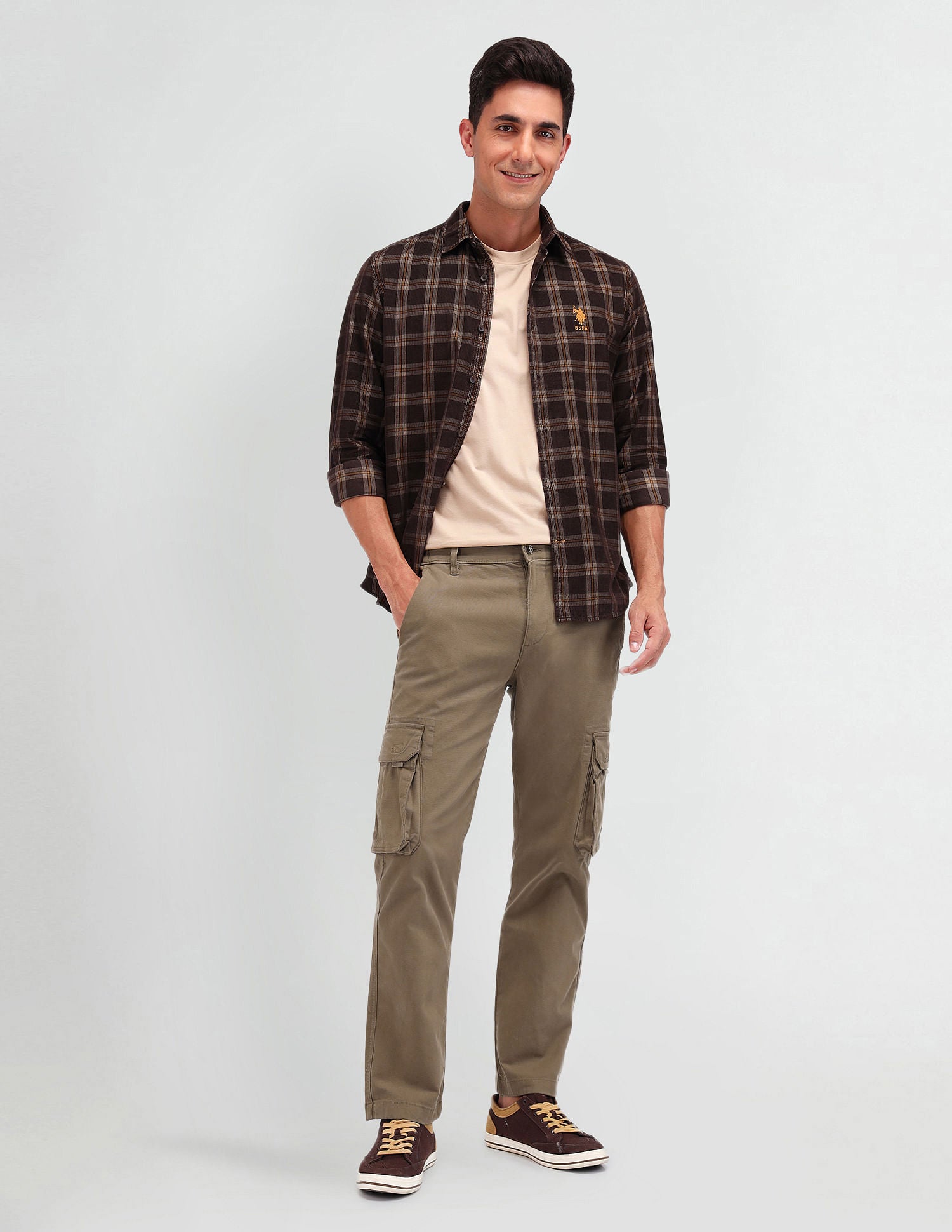 Straight Fit Cargo Trousers Khaki - U.S. POLO ASSN. | Large