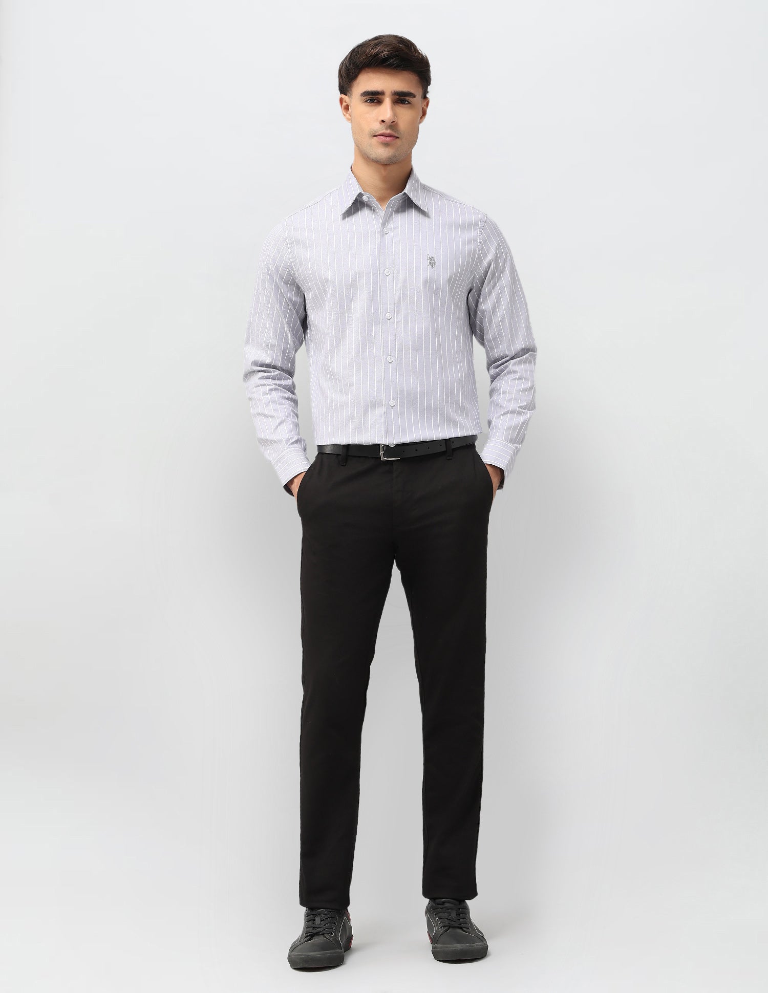 Tailored Fit Vertical Striped Shirt Grey - U.S. POLO ASSN. | Large