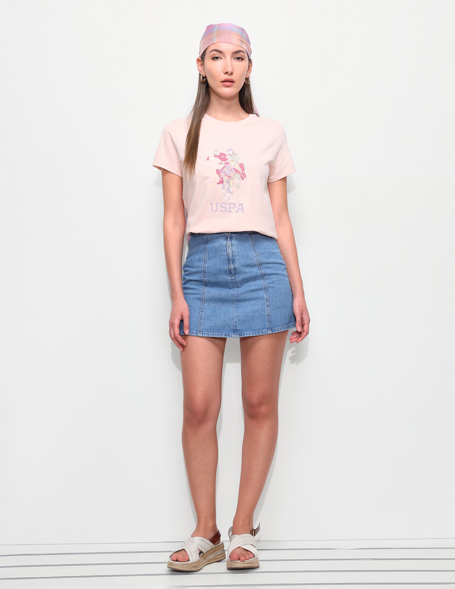 Brand Embroidered Regular Fit T-Shirt Light Pink - U.S. Polo Assn. India | Large