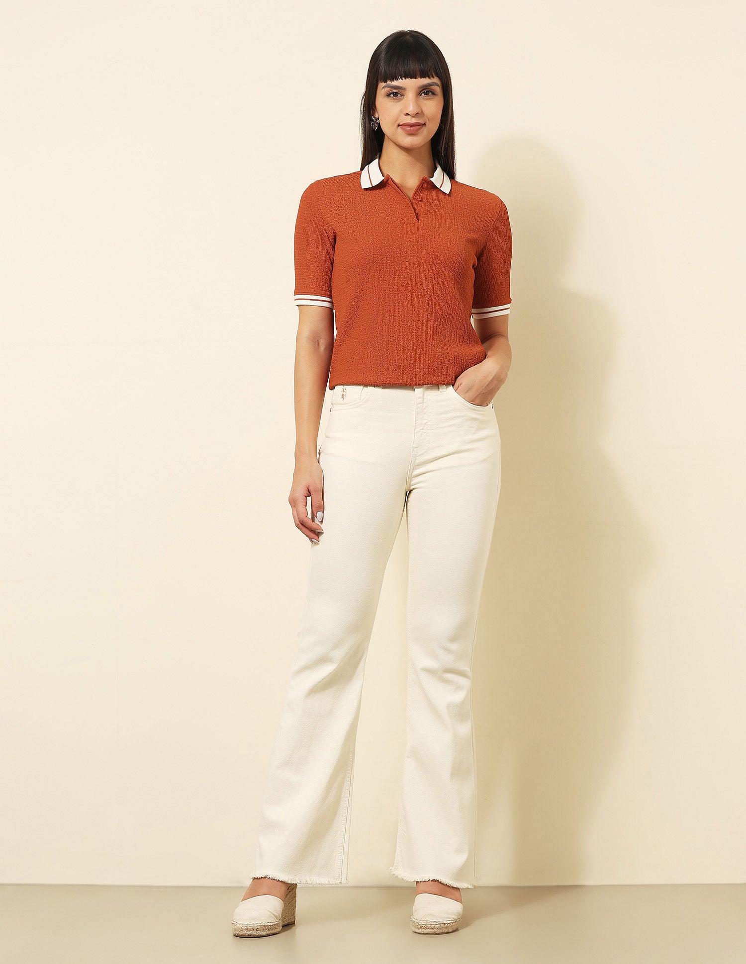 Regular Fit Textured Polo Shirt Rust - U.S. POLO ASSN. | Large