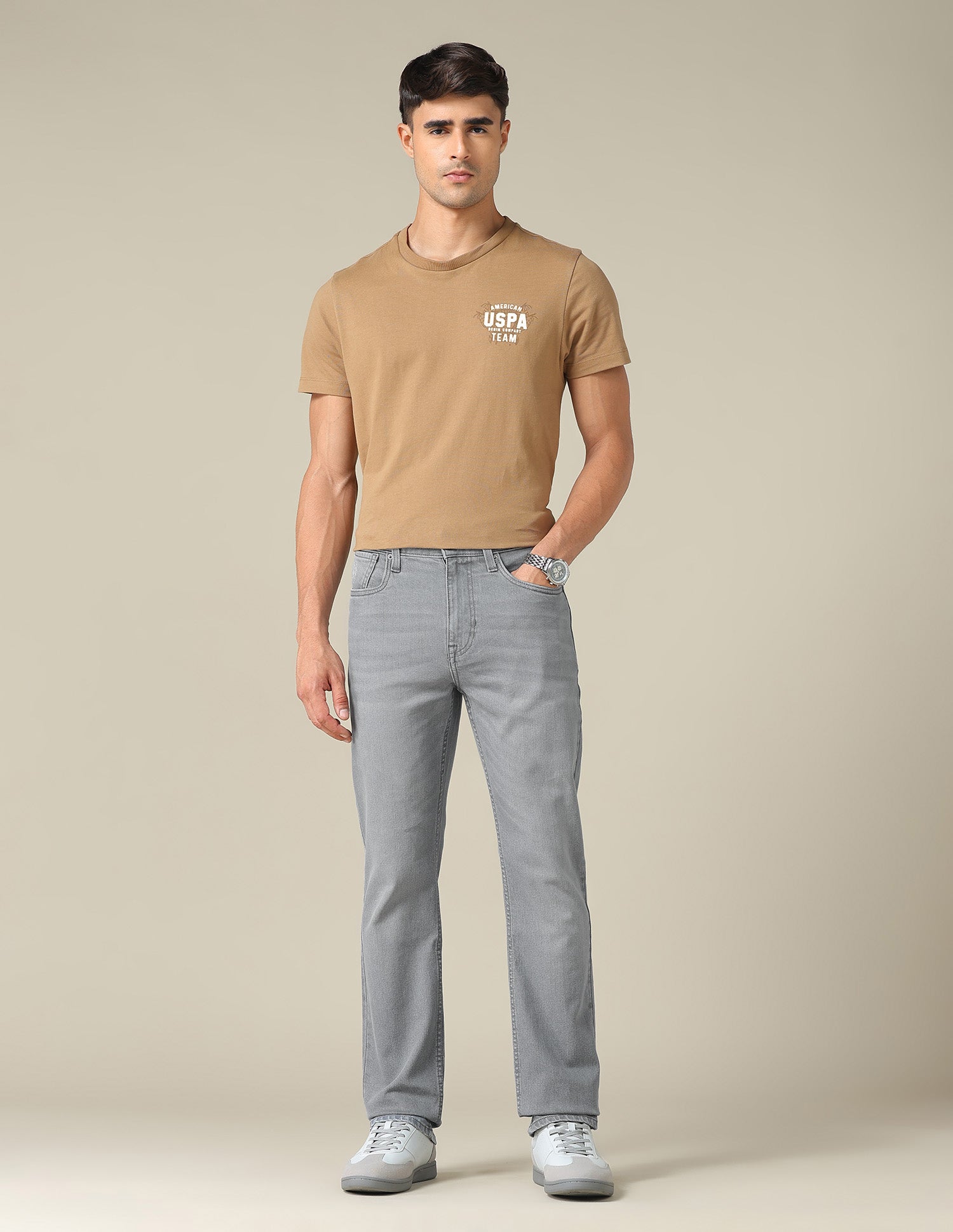 Harold Slim Straight Fit Grey Jeans Grey - U.S. POLO ASSN. | Large